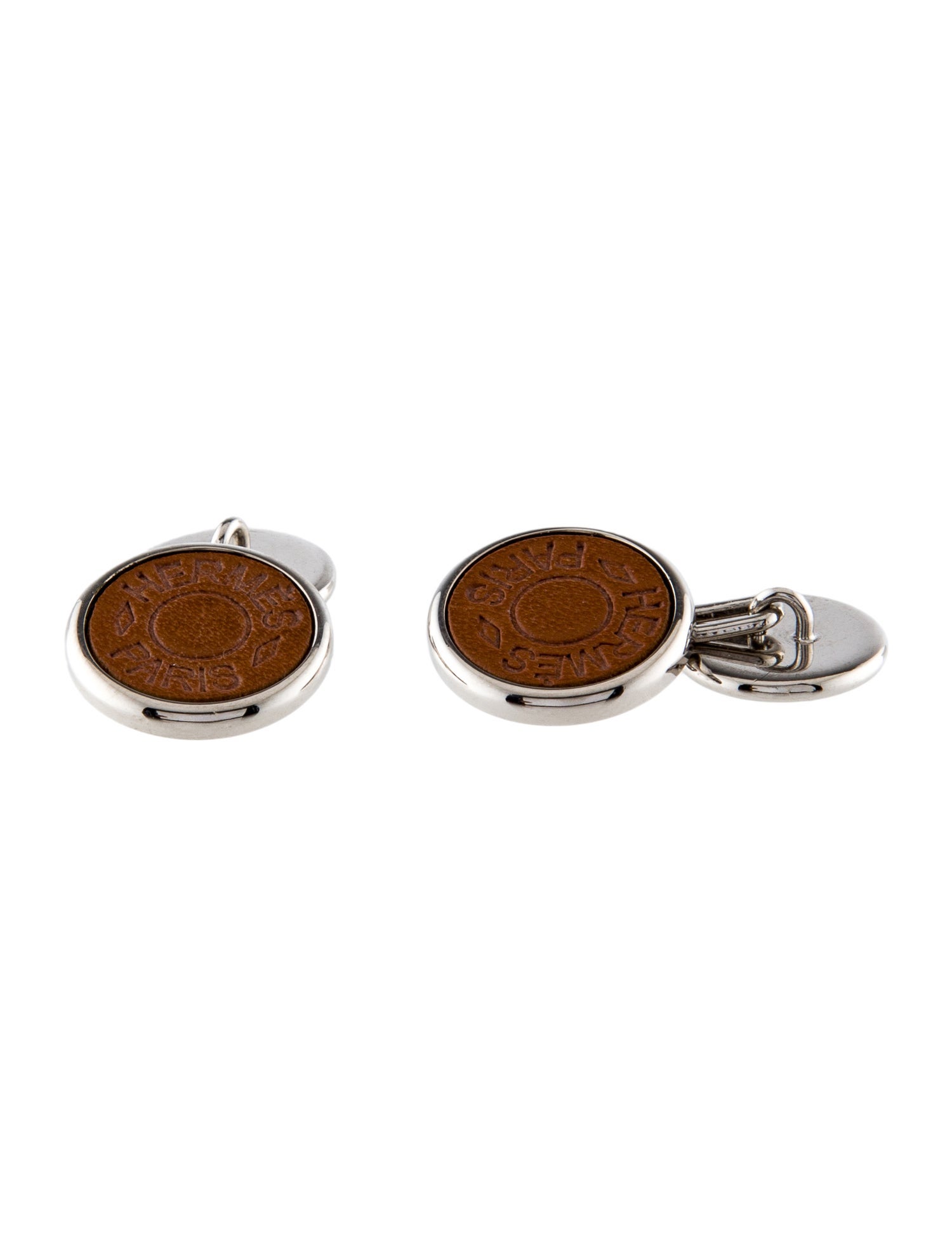 Hermès Leather Clou de Selle Cufflinks