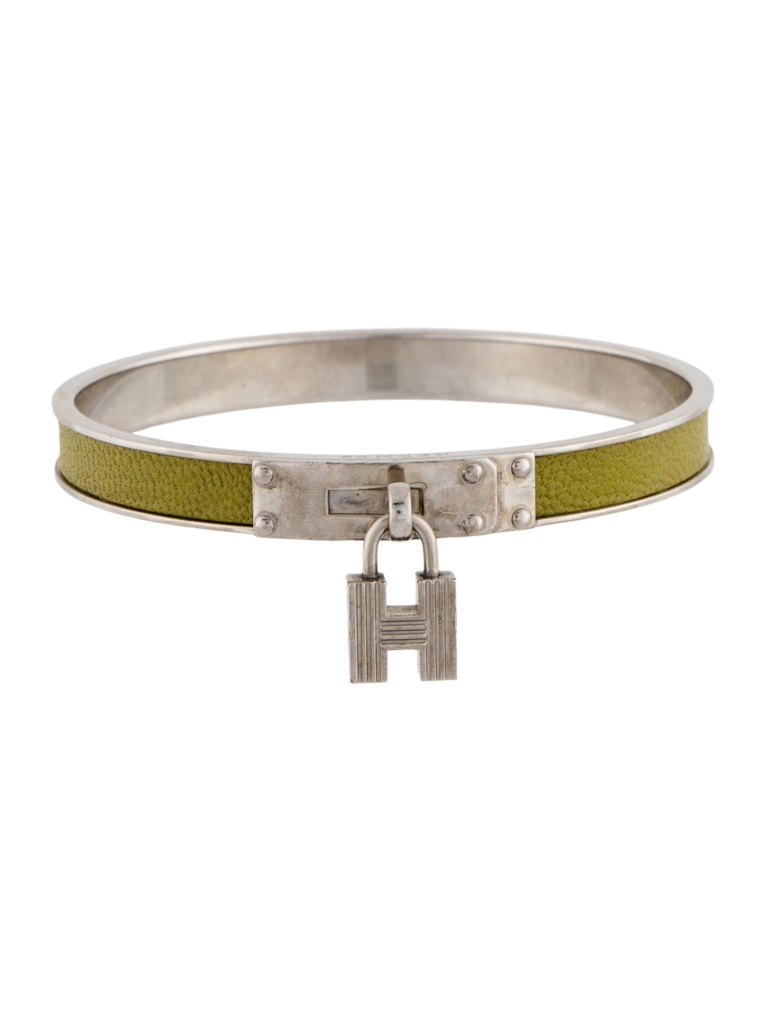 Hermès Leather Kelly Cadena Lock Bangle Bracelet