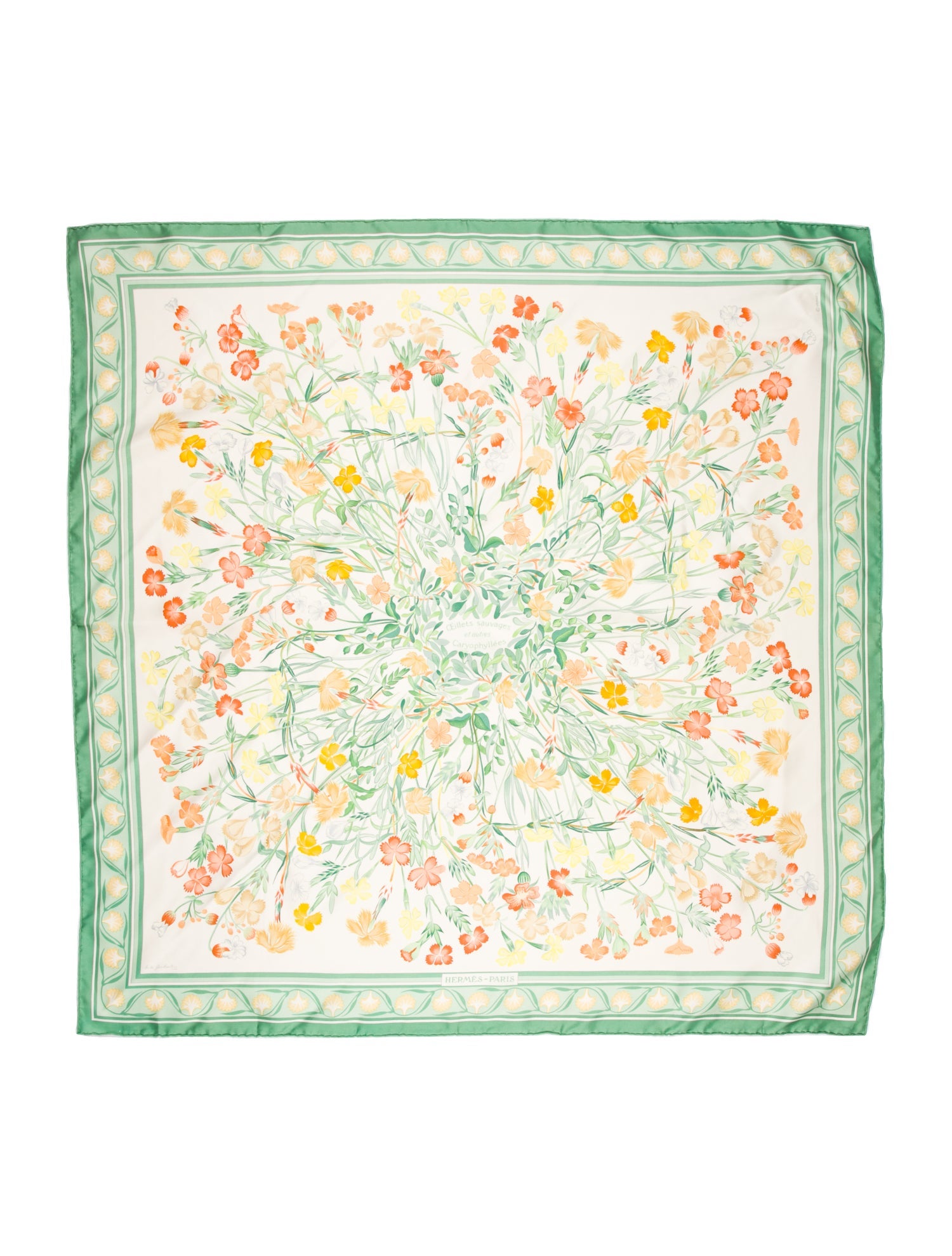 Hermès Œillets Sauvages et Autres Caryophyllées Silk Scarf