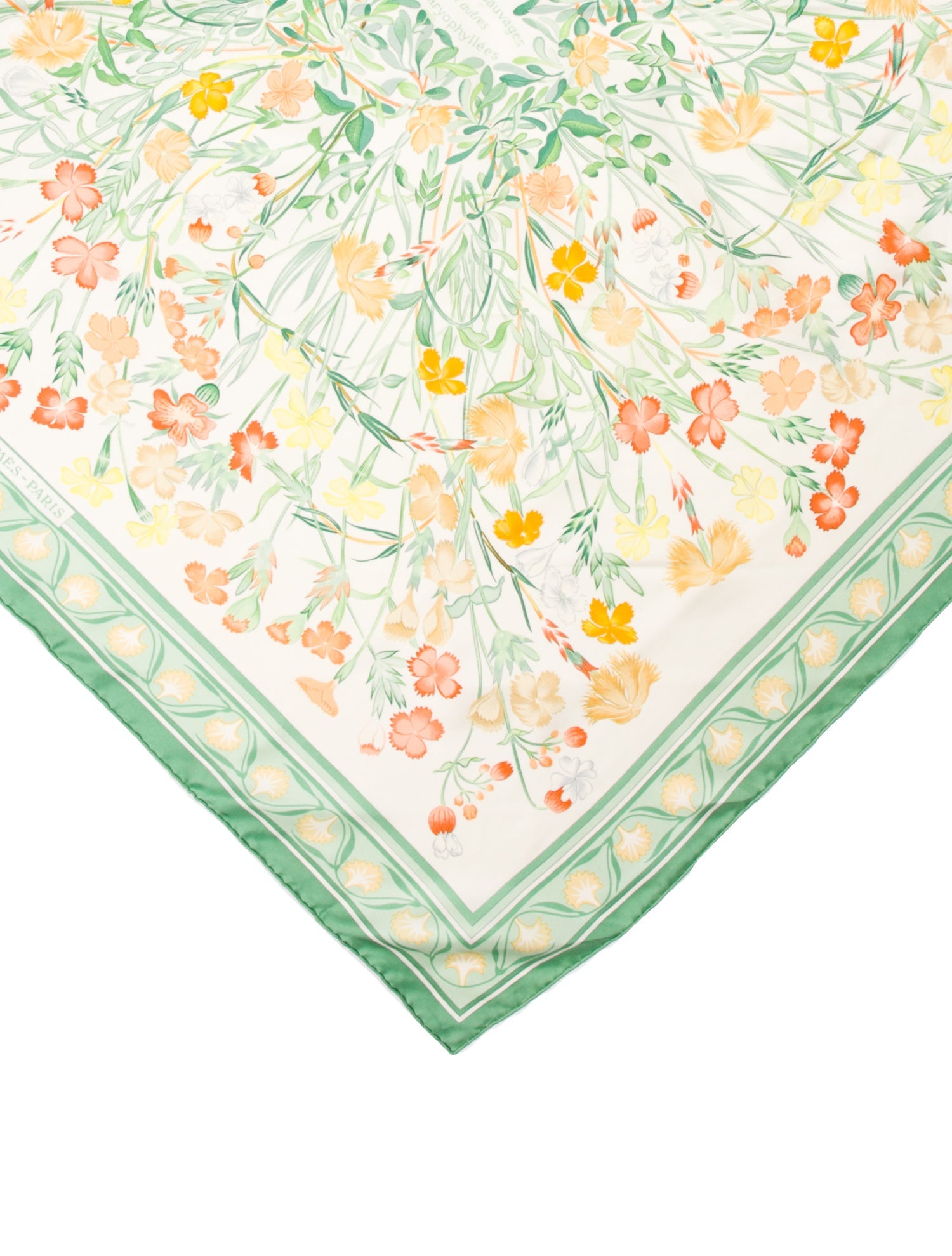 Hermès Œillets Sauvages et Autres Caryophyllées Silk Scarf