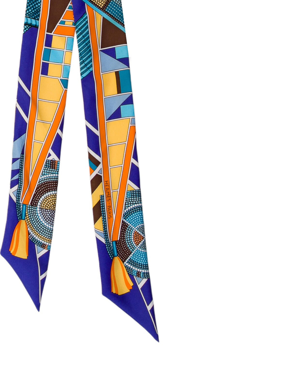 Hermès L'Art Indien Des Plaines Silk Twilly Scarf