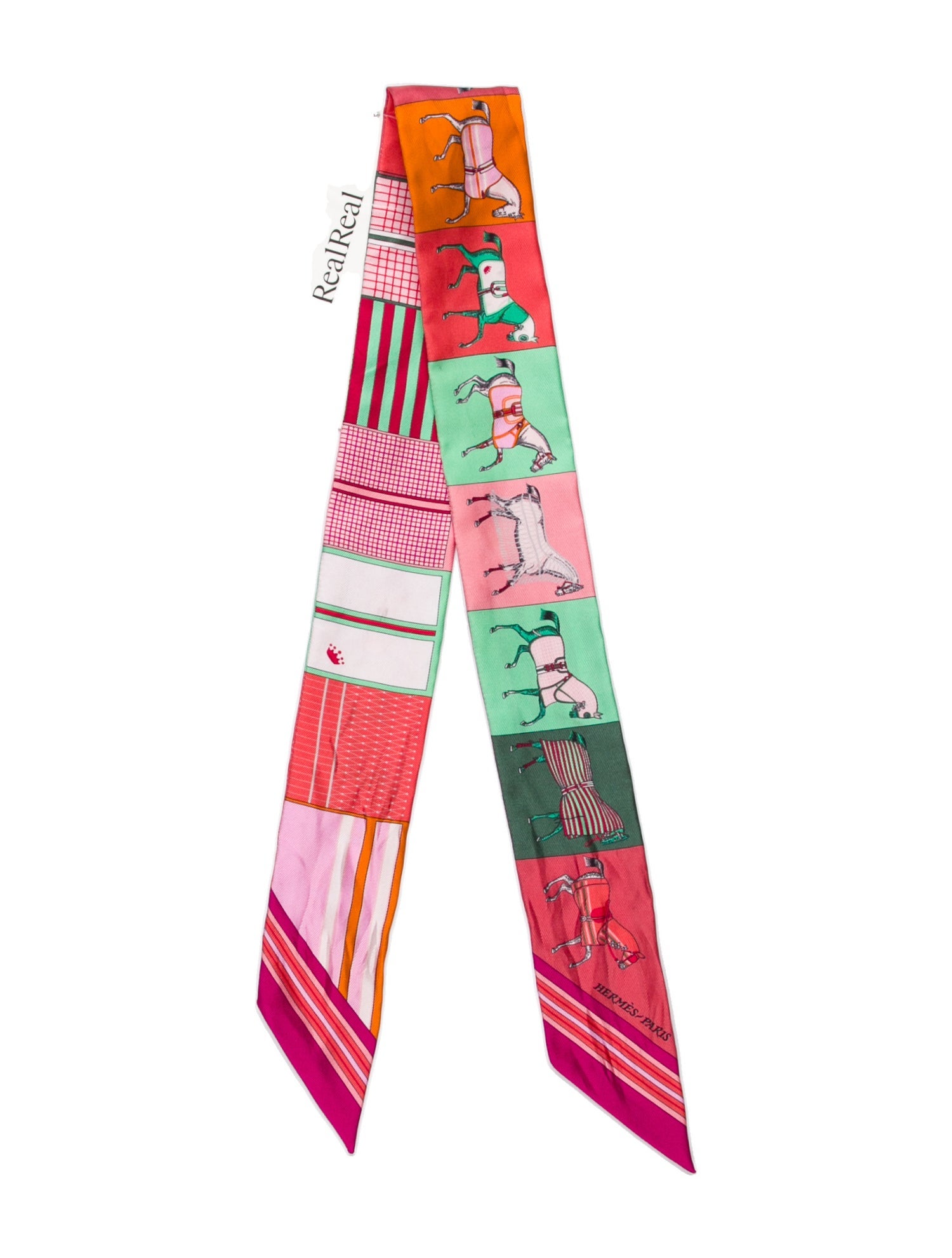 Hermès Courvertures Nouvelles Vichy Silk Twilly Scarf