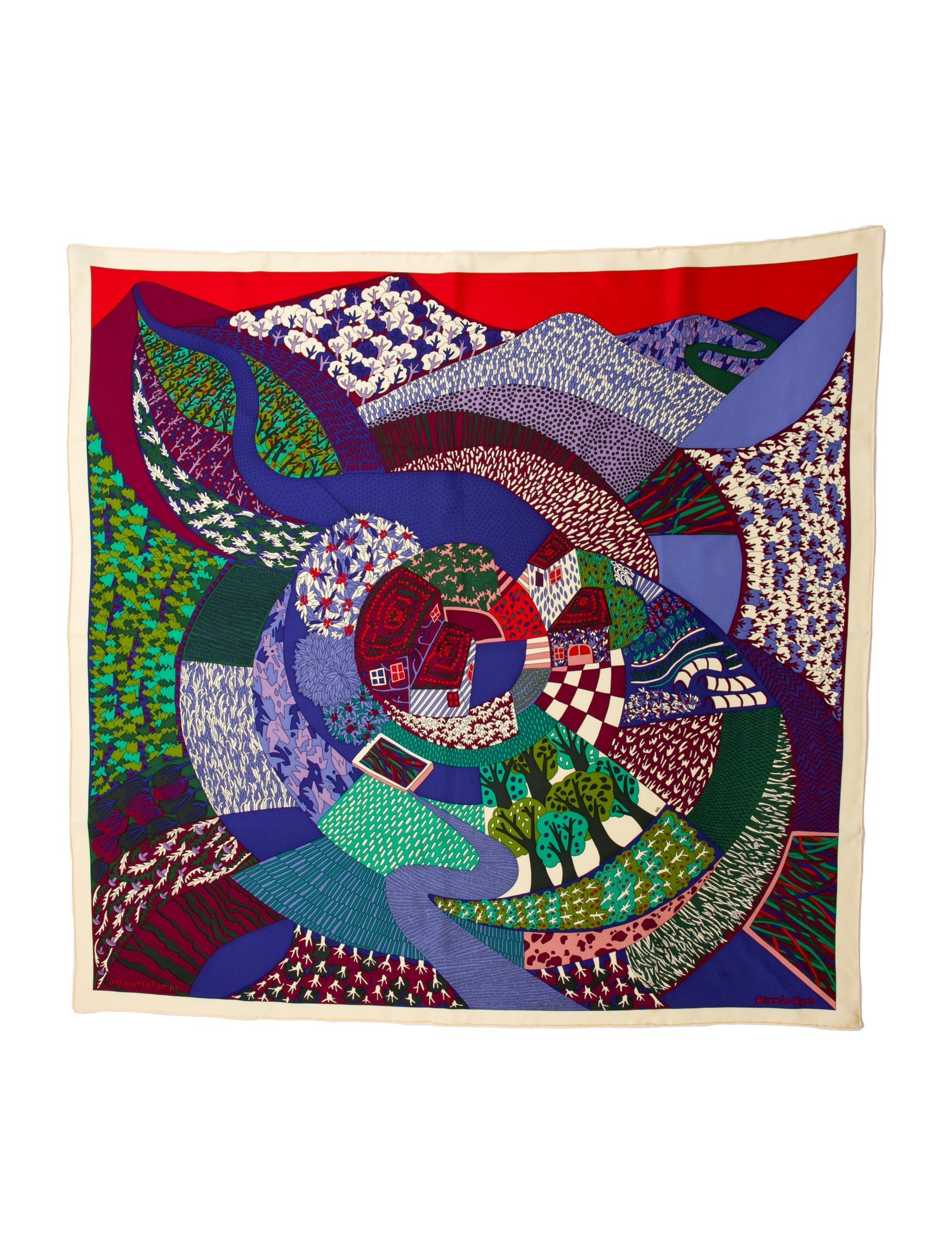 Hermès á Travers Champs Silk Scarf