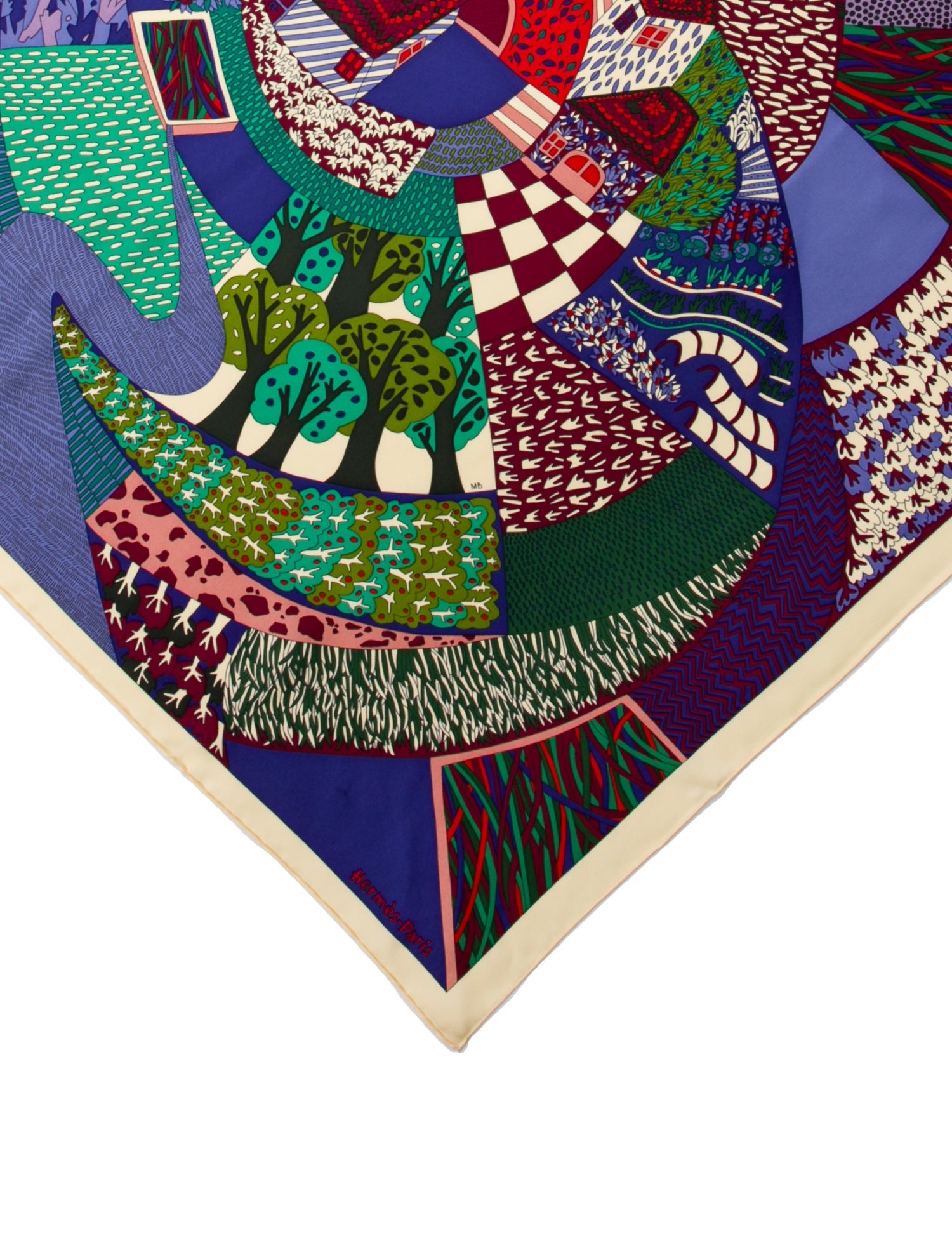 Hermès á Travers Champs Silk Scarf