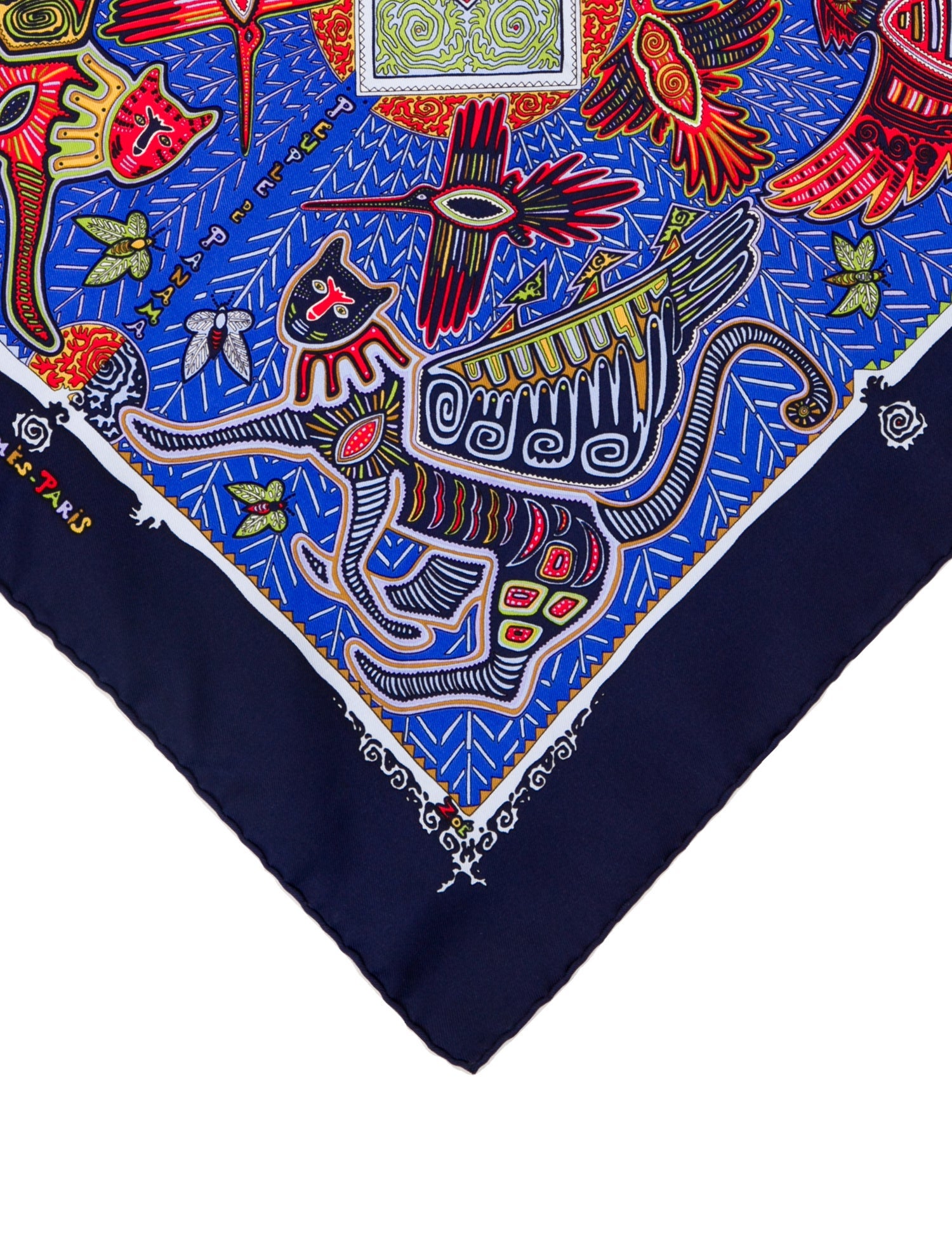 Hermès Silk Legende Kuna Pocket Square