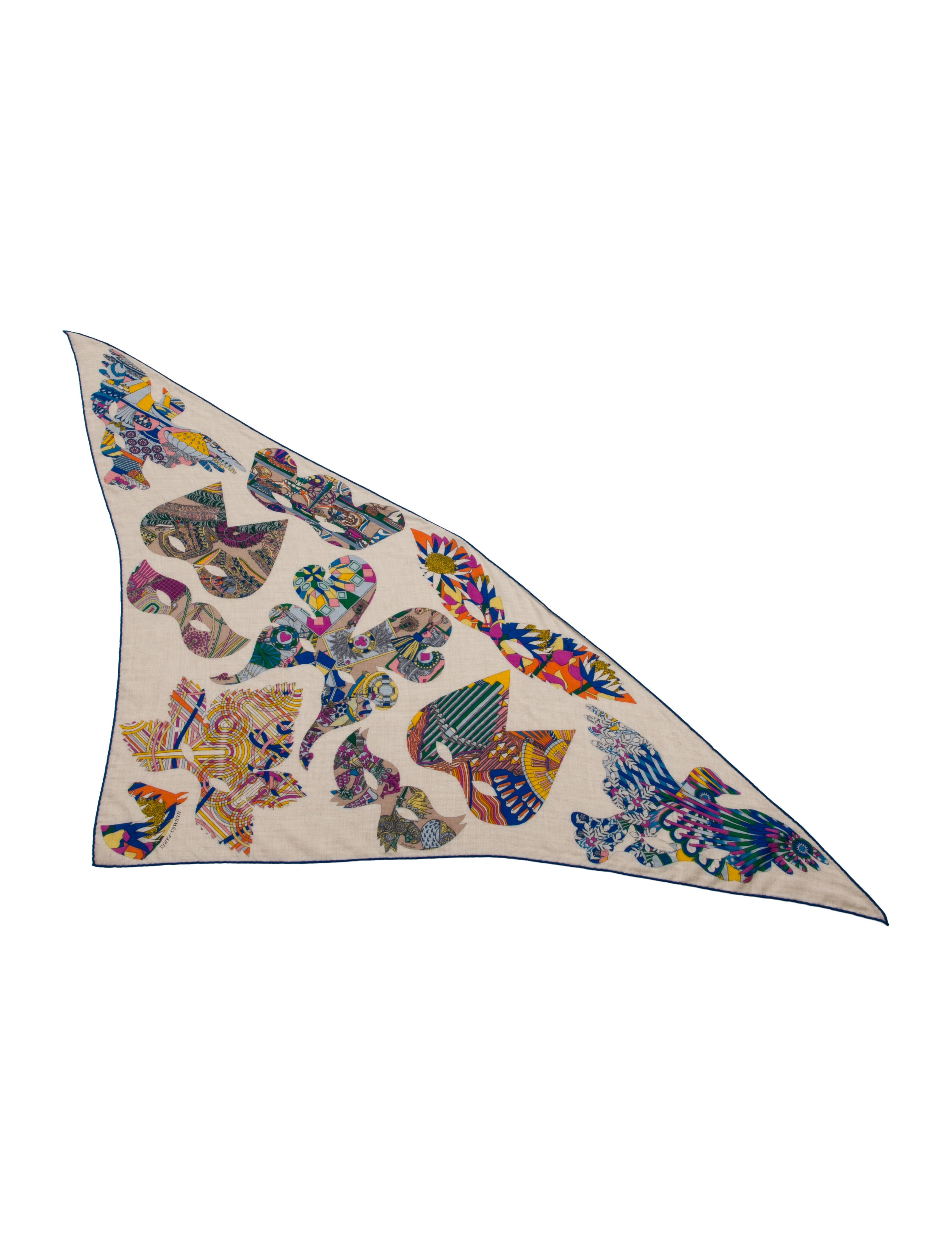 Hermès Tulipomanie triangle Cashmere Triangle Scarf