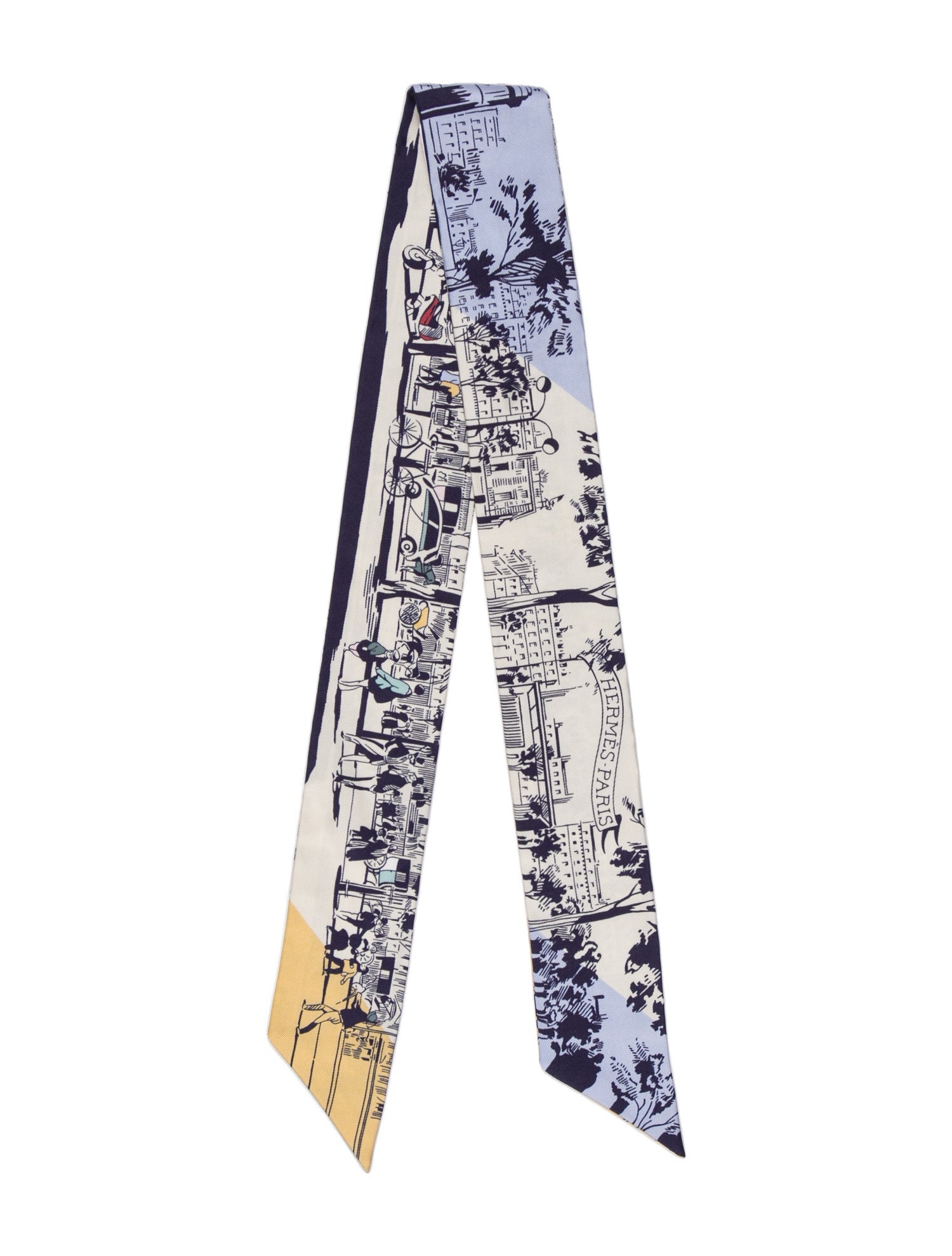 Hermès À L'Ombre Des Boulevards Silk Twilly Scarf w/ Tags