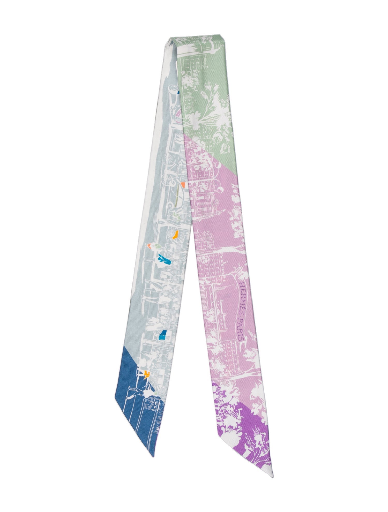 Hermès À L'Ombre Des Boulevards Silk Twilly Scarf w/ Tags