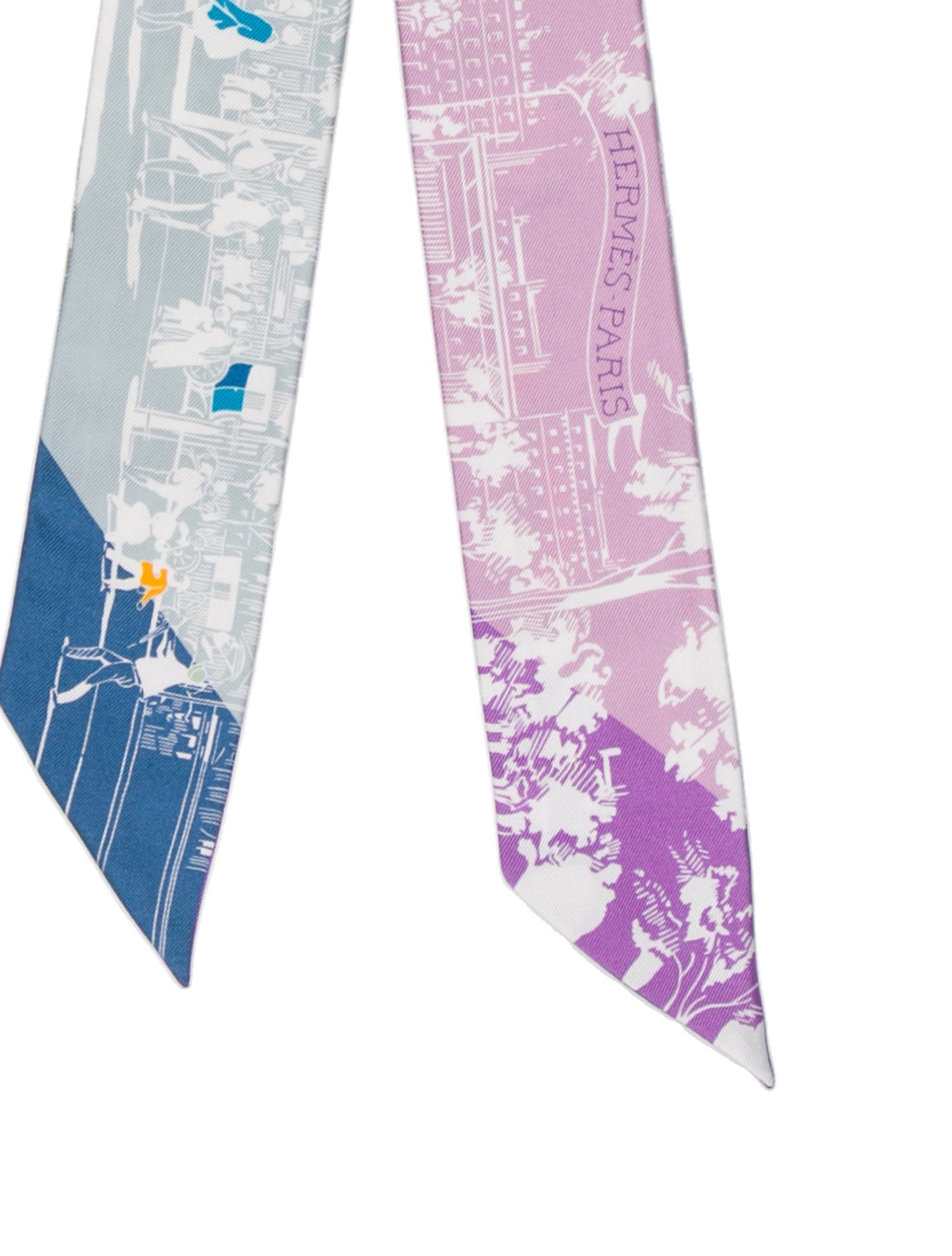 Hermès À L'Ombre Des Boulevards Silk Twilly Scarf w/ Tags