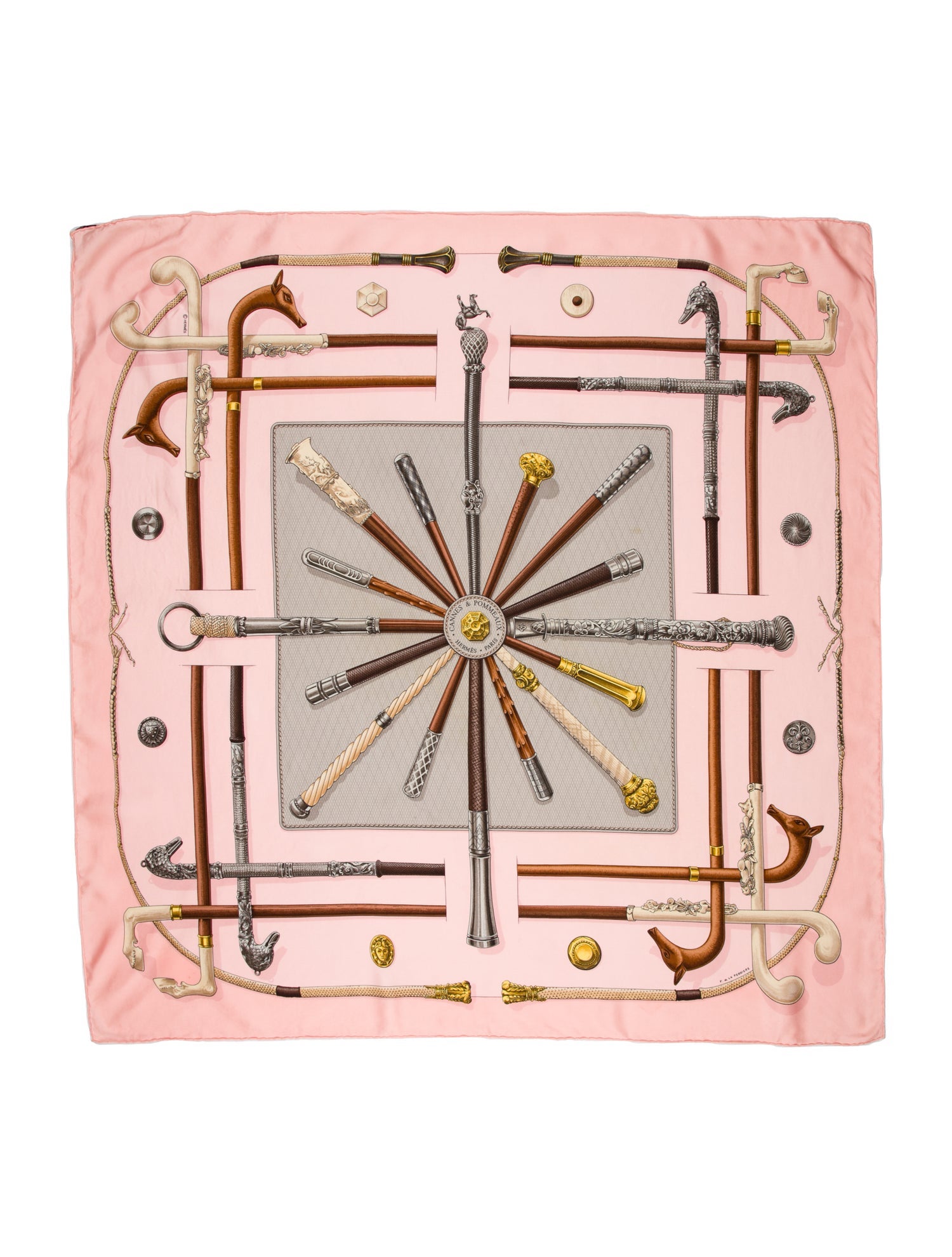 Hermès Cannes et Pommeaux Silk Scarf