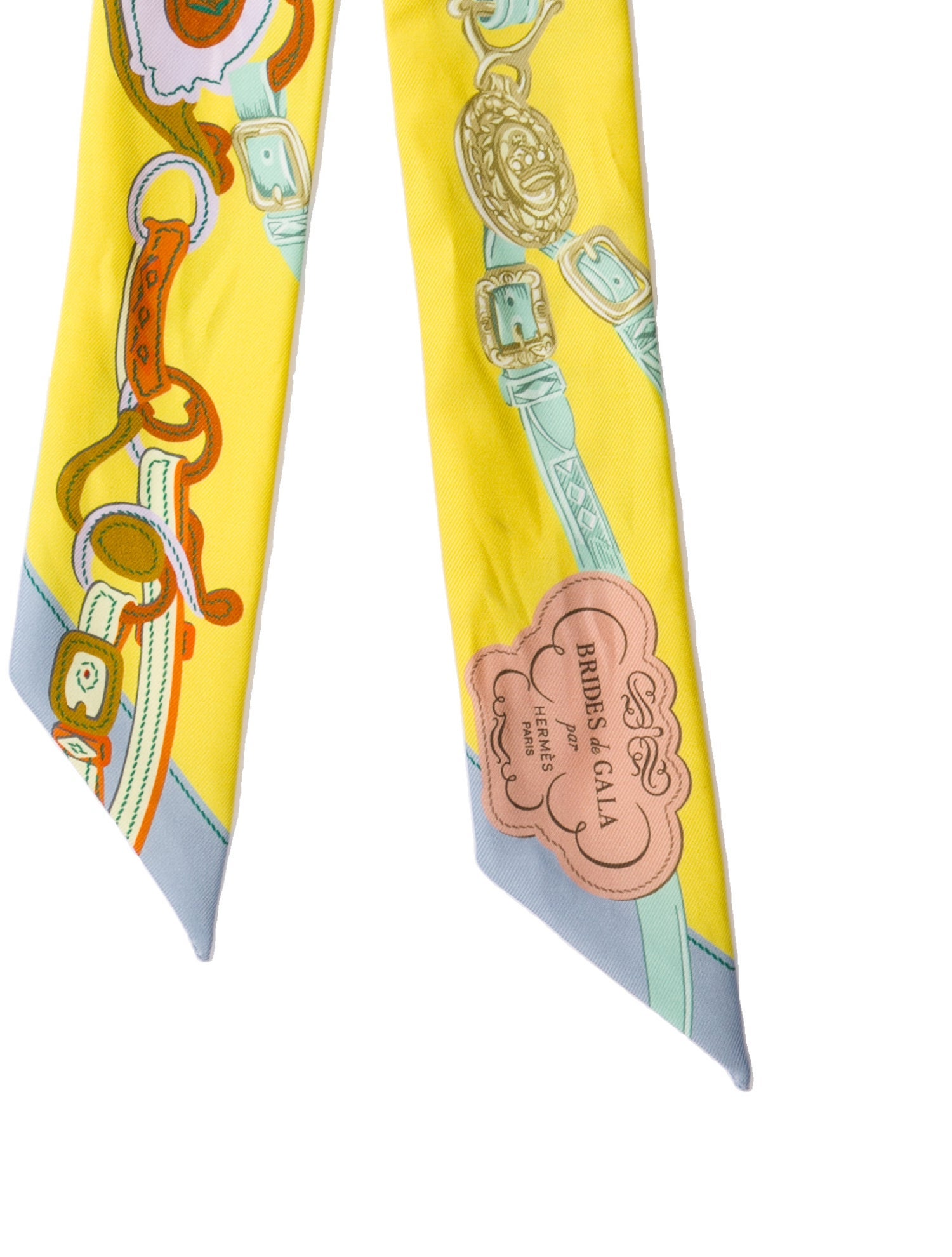 Hermès Brides de Gala Applique Pique Silk Twilly Scarf