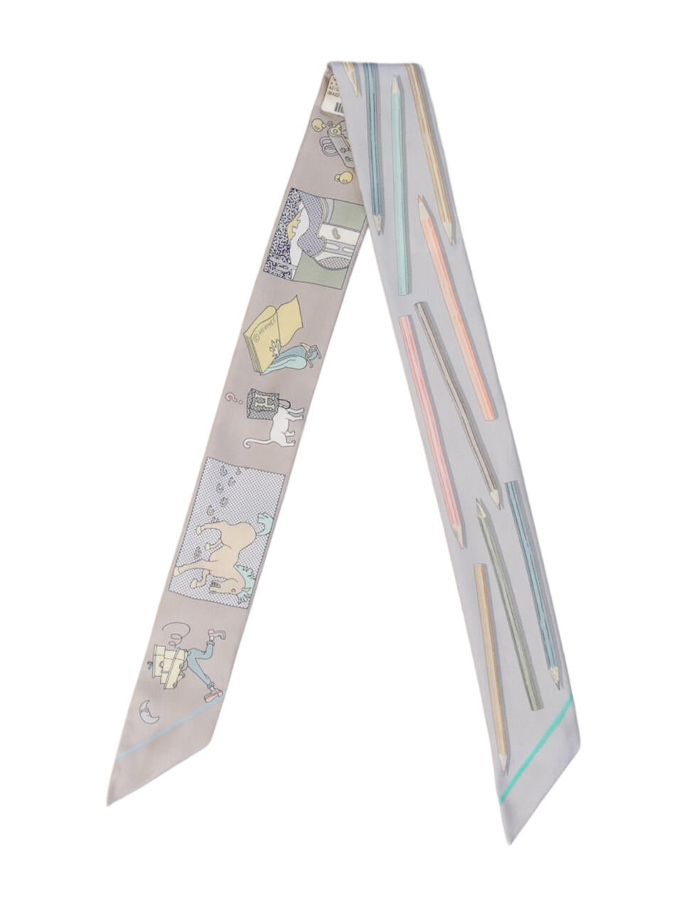 Hermès A Vos Crayons et Carre Libre Silk Twilly Scarf Silk Twilly Scarf w/ Tags