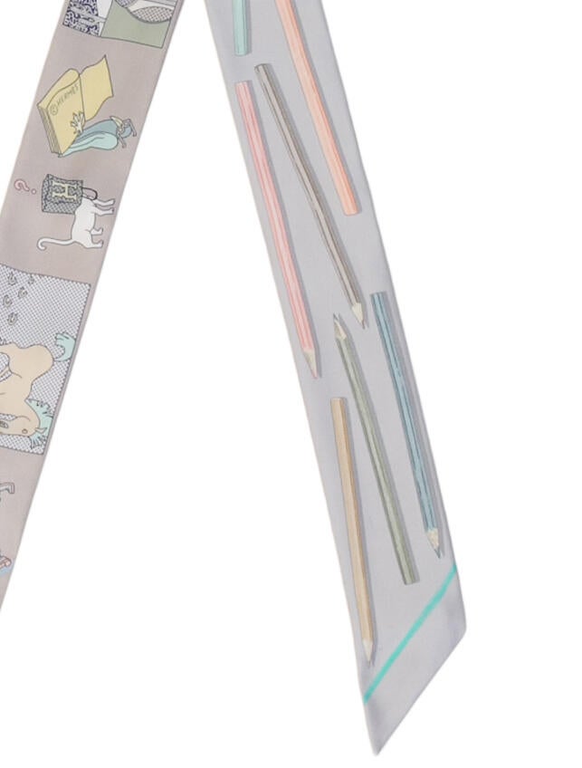 Hermès A Vos Crayons et Carre Libre Silk Twilly Scarf Silk Twilly Scarf w/ Tags