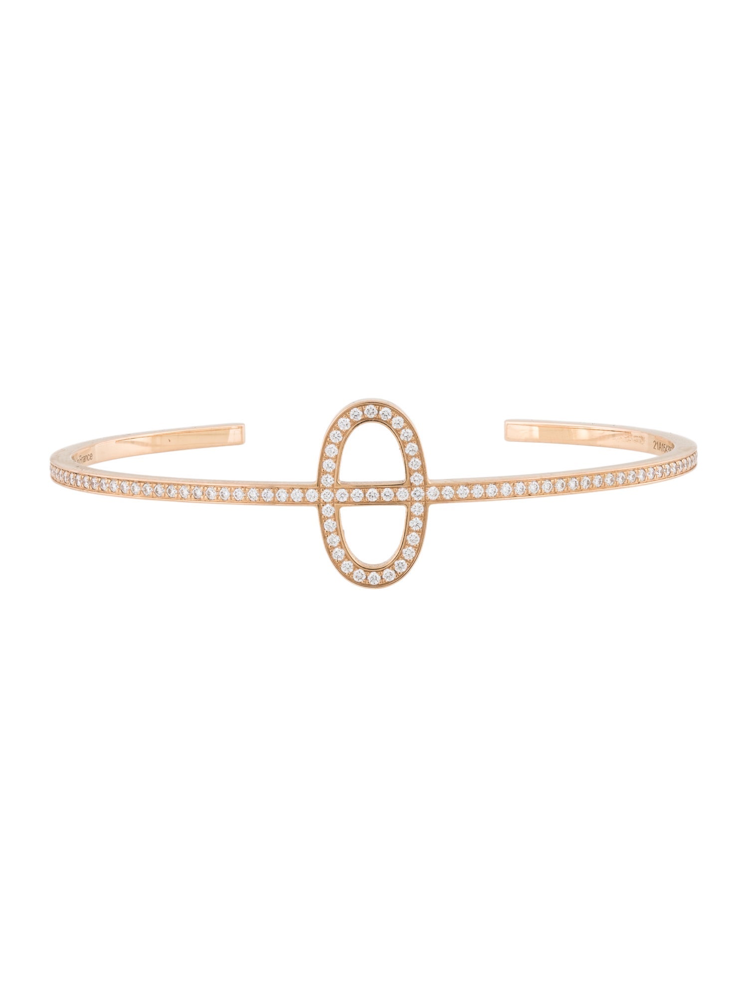 Hermès 18K Diamond Chaine d'ancre Contour Cuff Bracelet