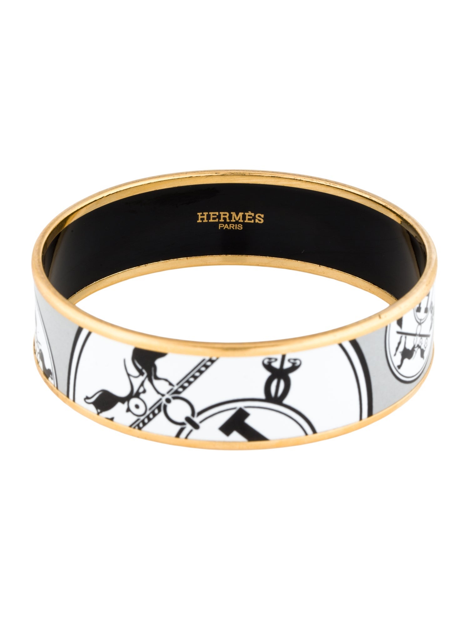 Hermès Wide Enamel Bangle Bracelet