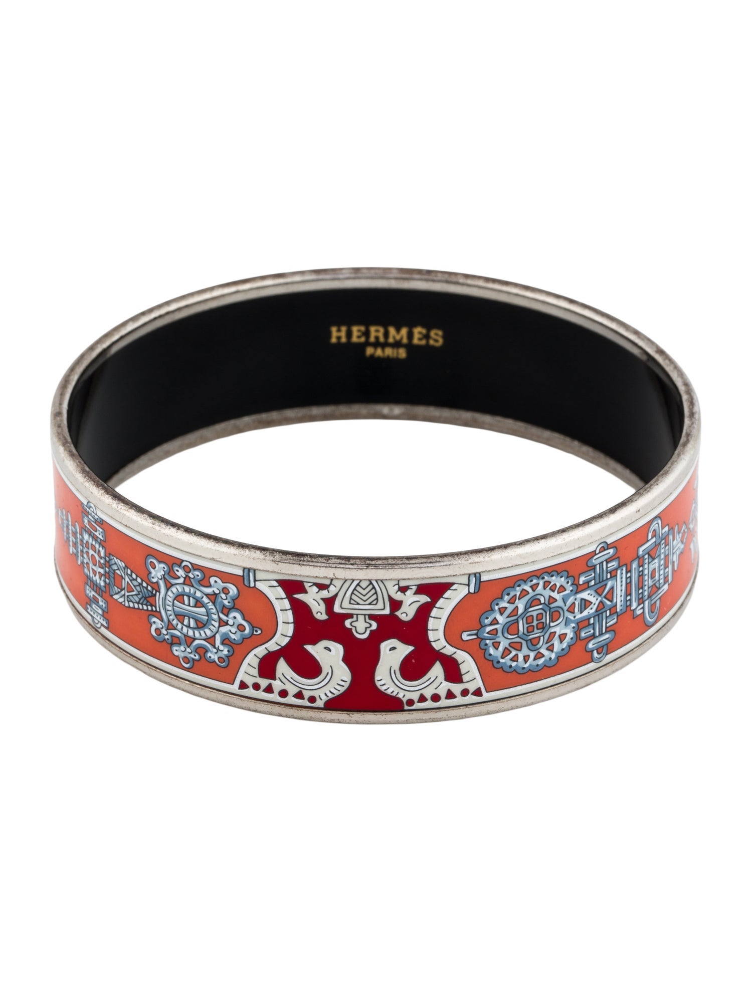 Hermès Wide Enamel Bangle Bracelet