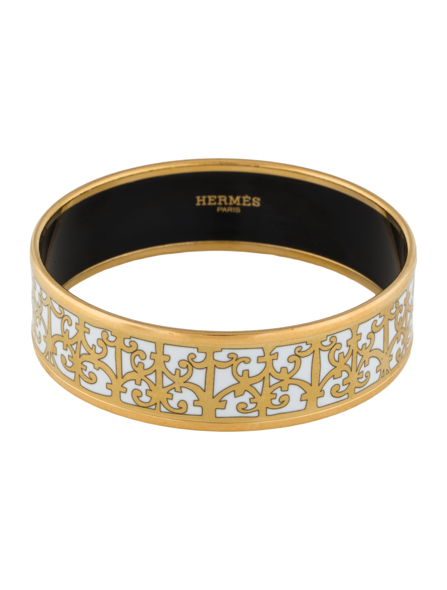 Hermès Enamel Wide Balcons du Guadalquivir Bangle Bracelet