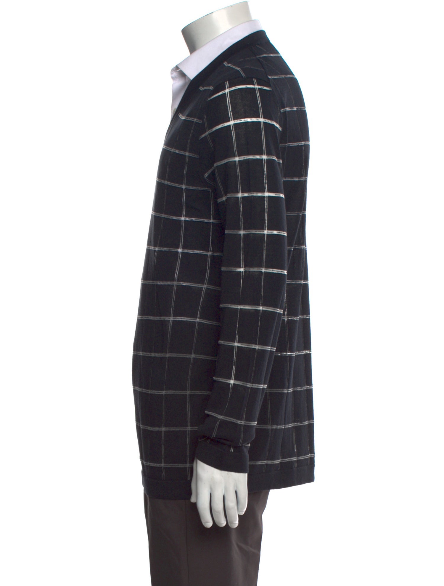 Hermès Plaid Print V-Neck Cardigan