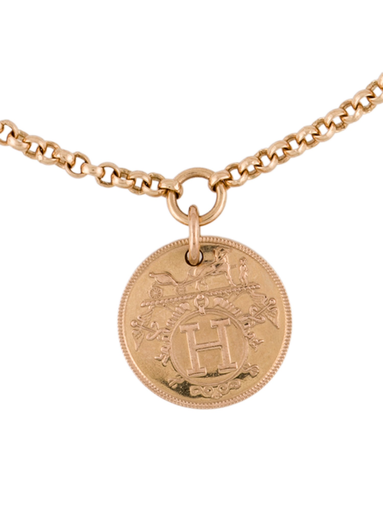 Hermès 18K Diamond Ex-Libris Charm Bracelet