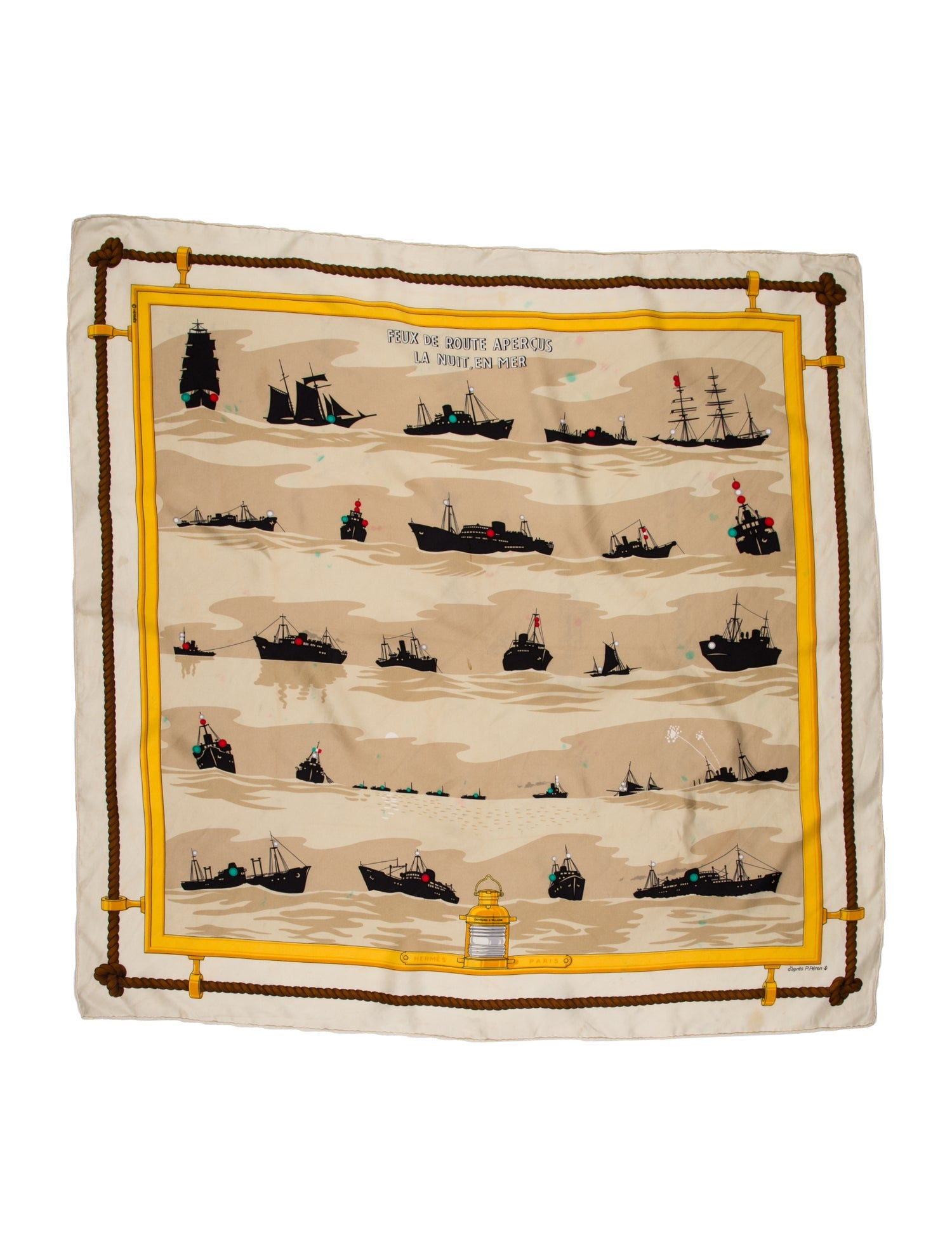 Hermès Feux de Route Aperçus La Nuit, En Mer Silk Scarf