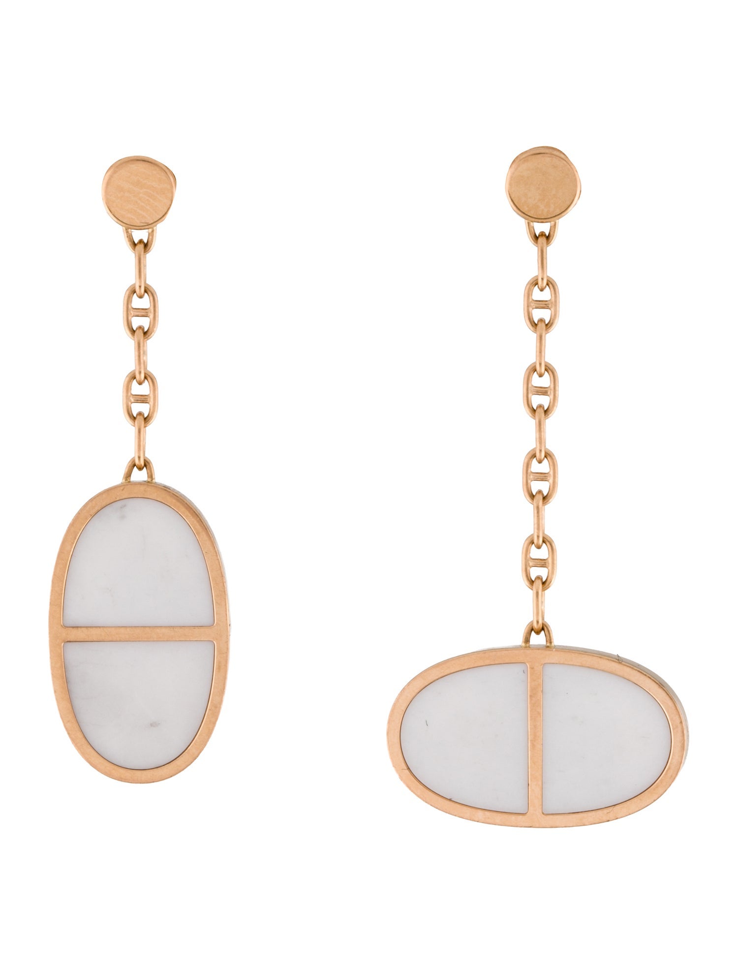 Hermès 18K Ceramic Chaîne d'Ancre Verso Drop Earrings