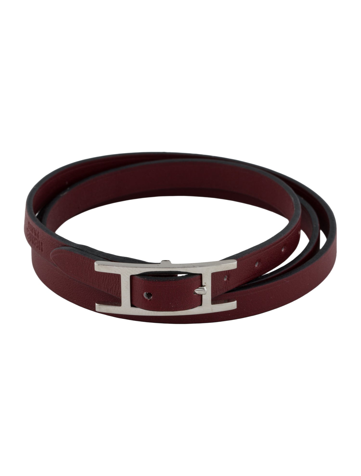Hermès Leather Hapi 3 MM Wrap Bracelet