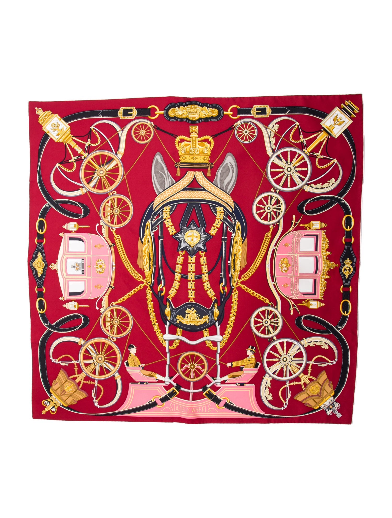 Hermès Stately Wheels Silk Scarf
