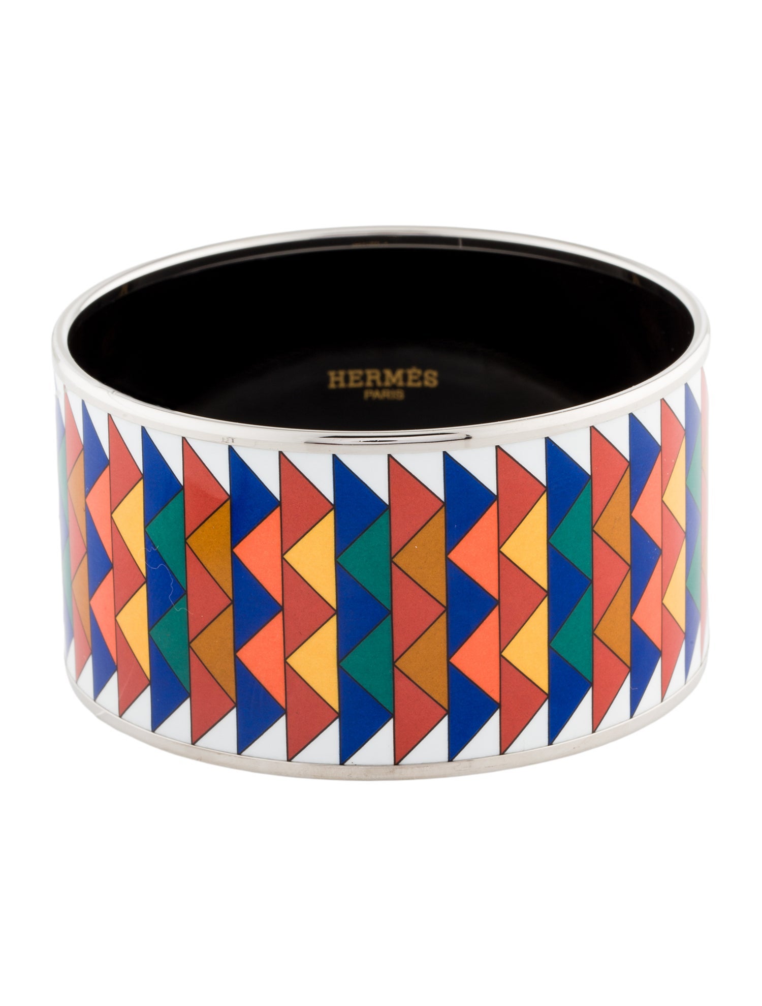 Hermès Enamel Rayures Mosaïque Extra Wide Bangle