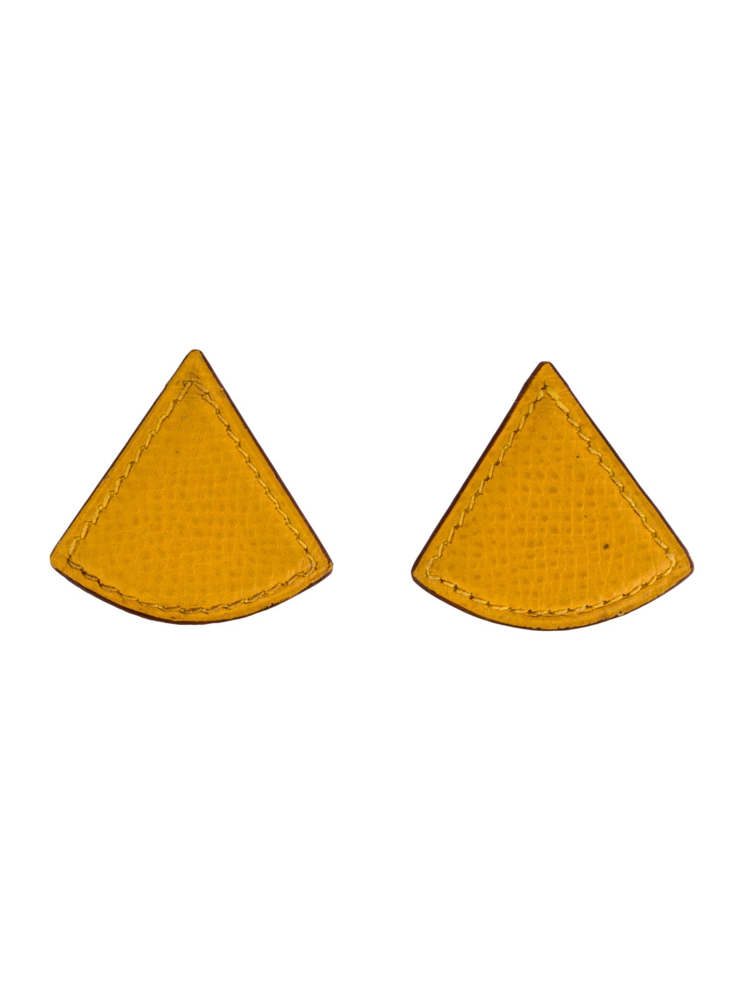 Hermès Triangle Leather Clip-On Earrings