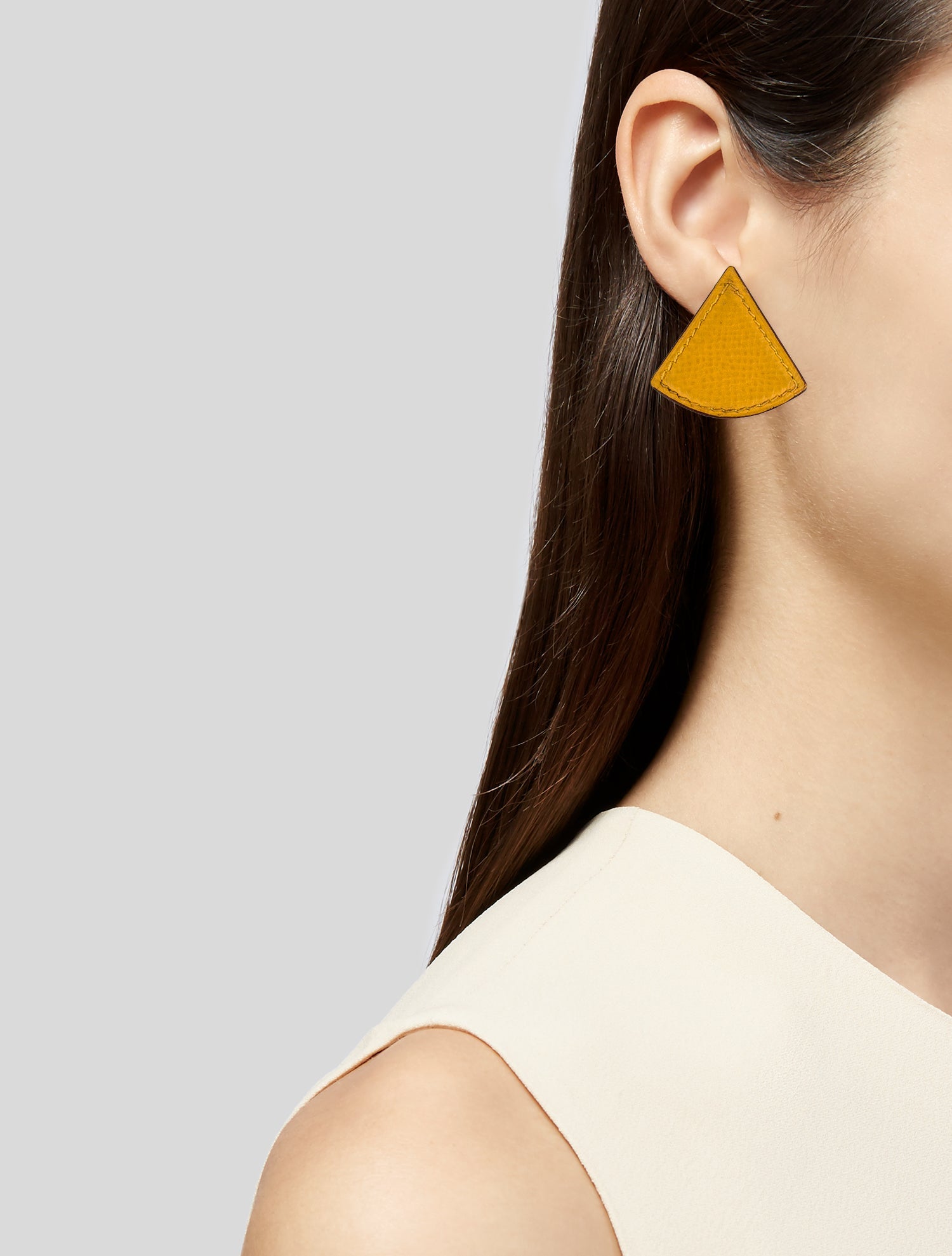 Hermès Triangle Leather Clip-On Earrings