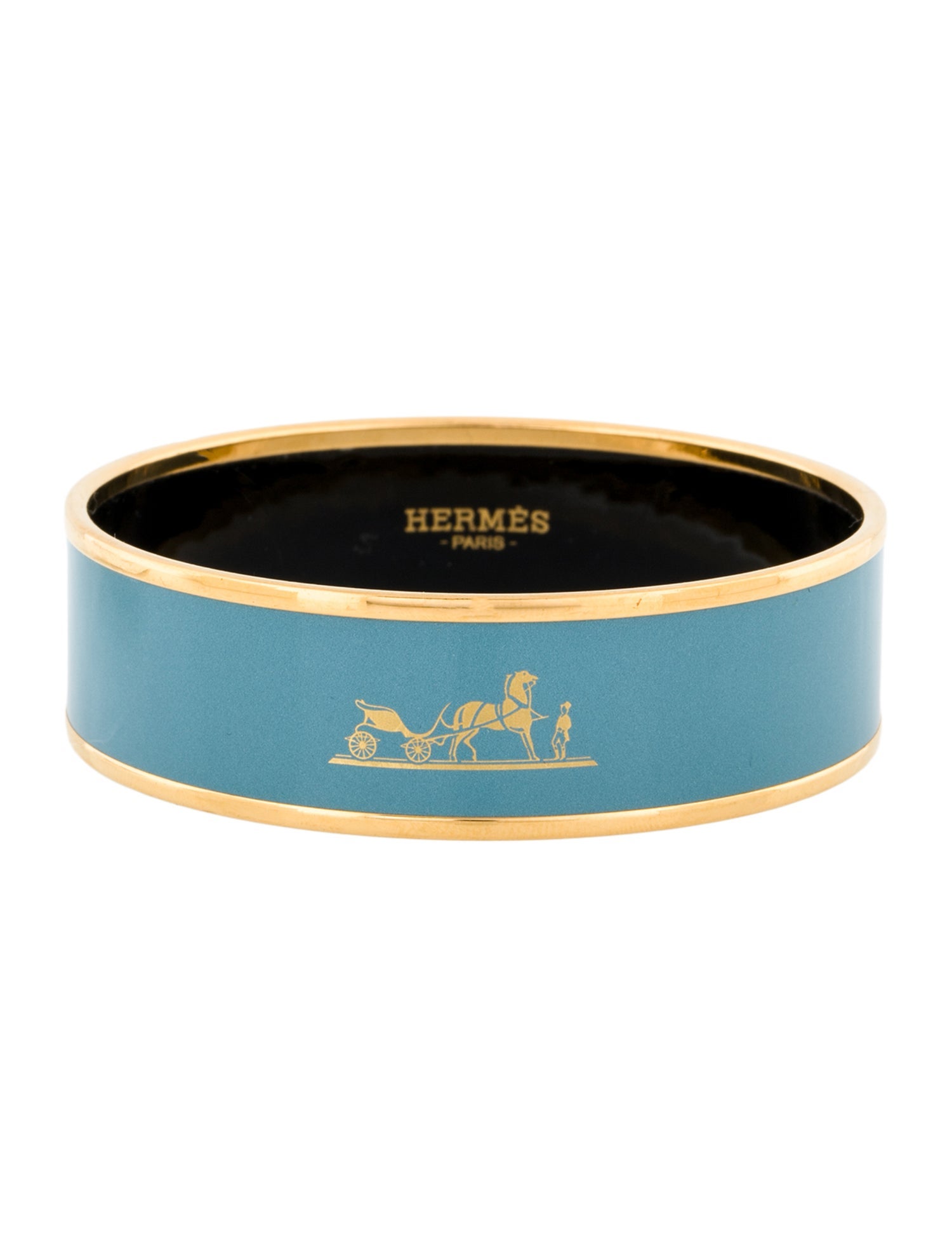 Hermès Enamel Caleche Wide Bangle Bracelet
