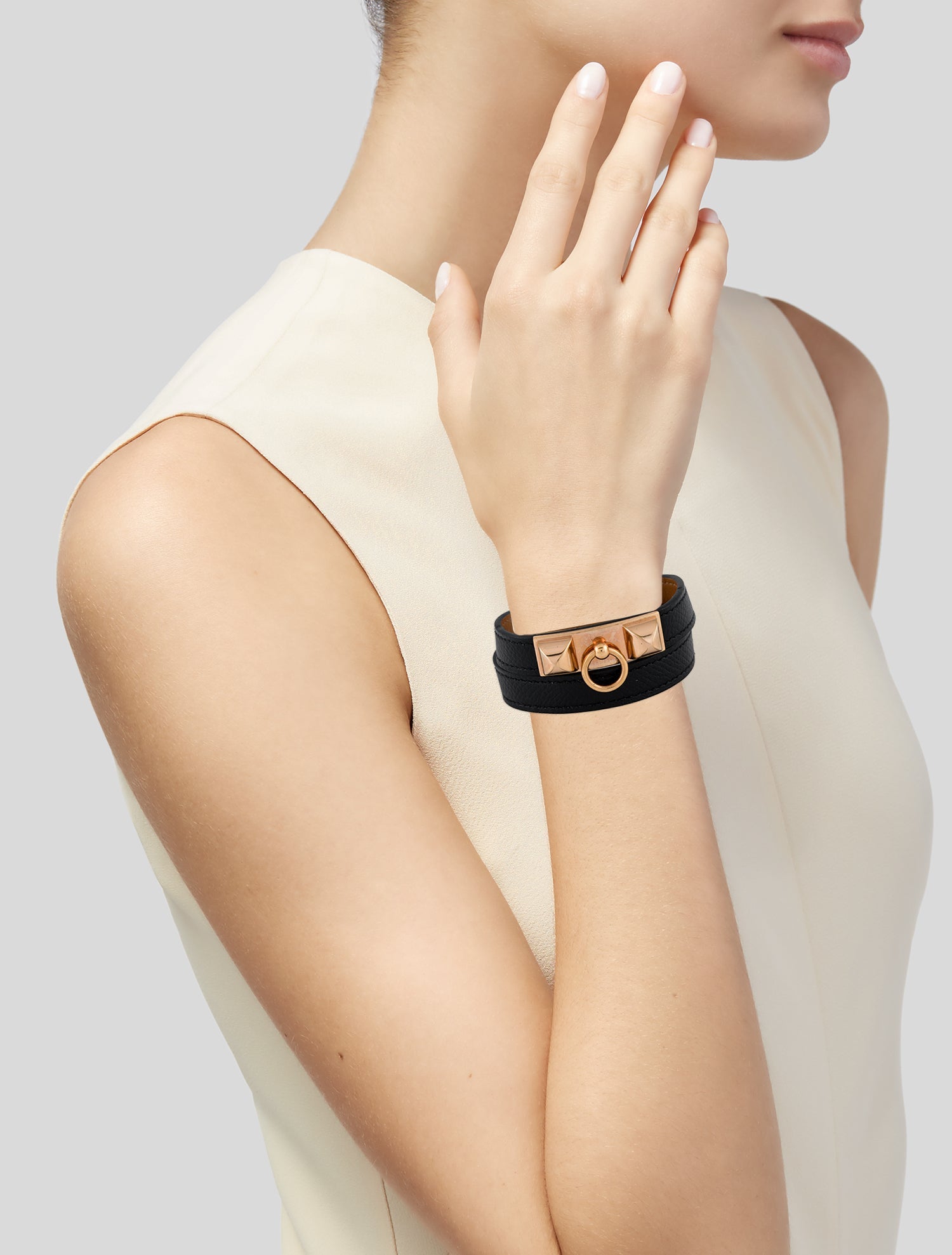 Hermès Leather Rivale Double Tour Wrap Bracelet