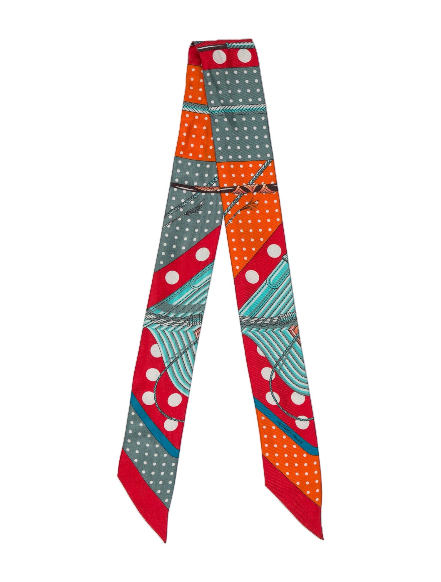 Hermès Clic Clac a Pois Silk Twilly Scarf