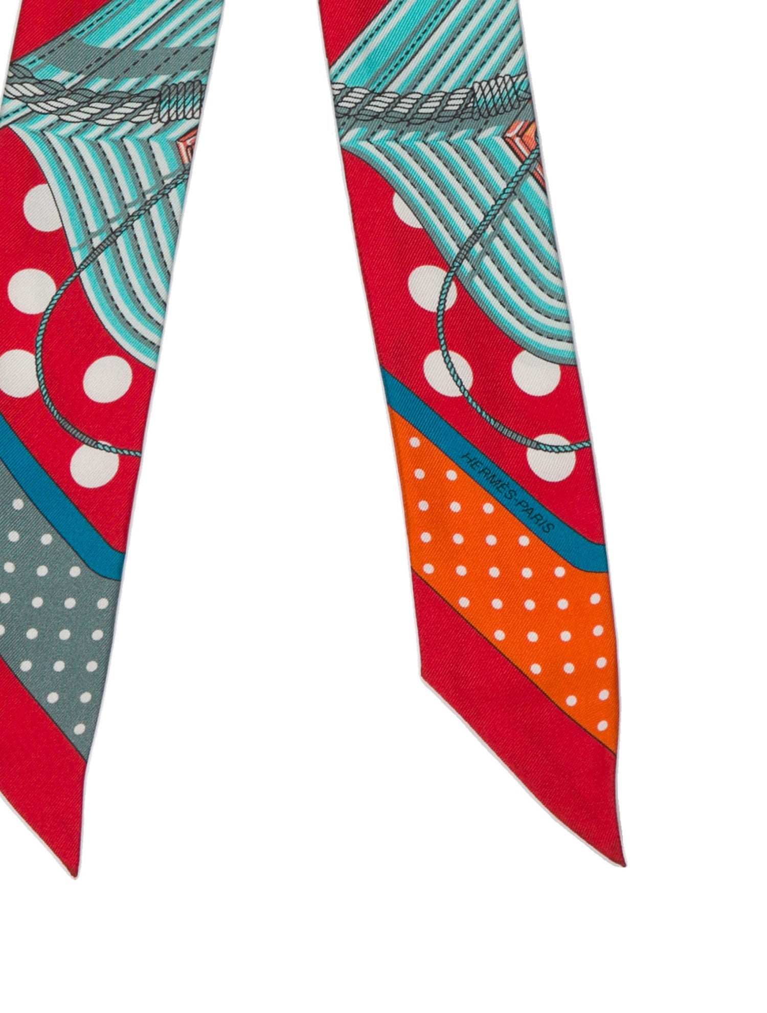 Hermès Clic Clac a Pois Silk Twilly Scarf