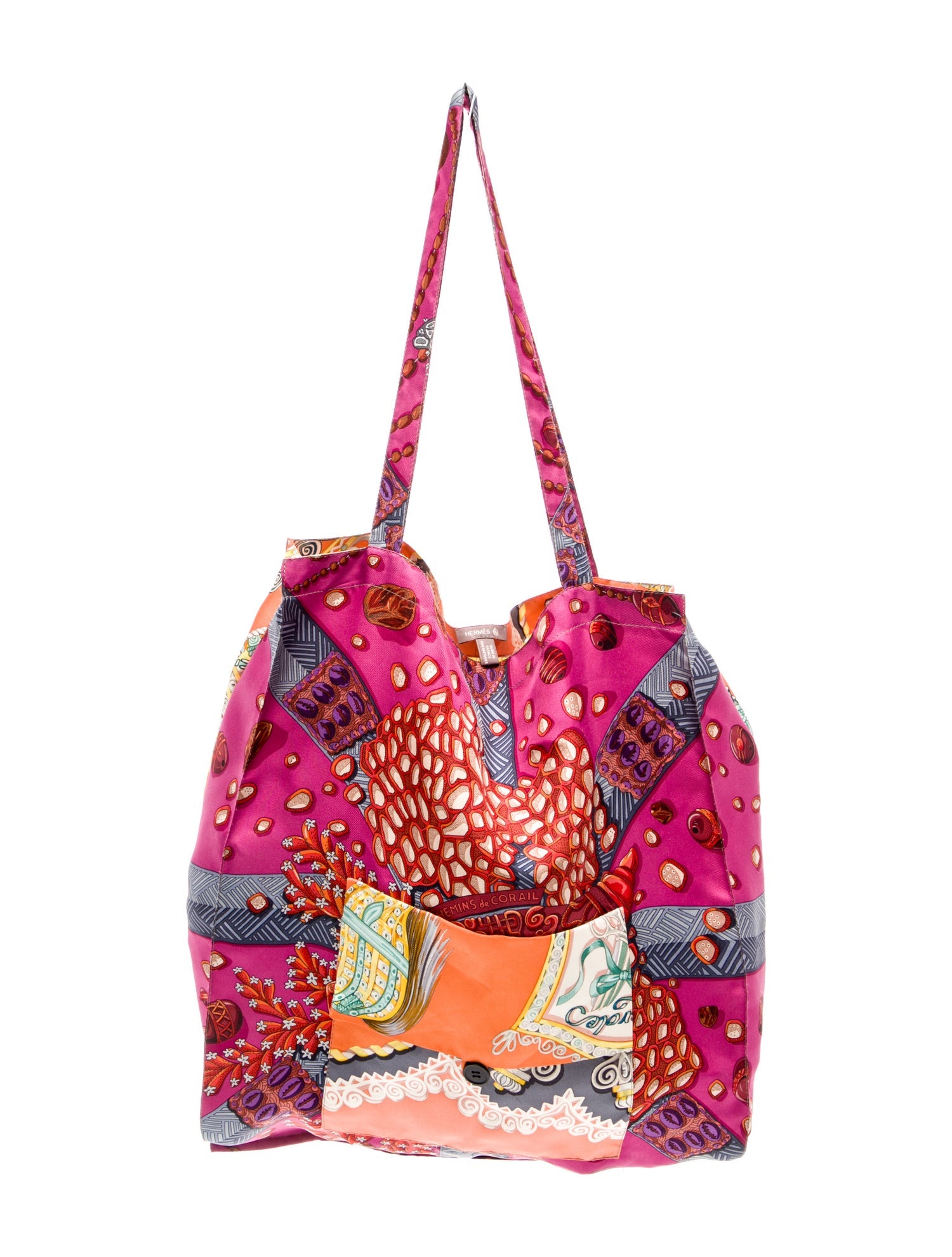 Hermès Petit H Silk Chemins de Corail & Paperoles Shopping Tote