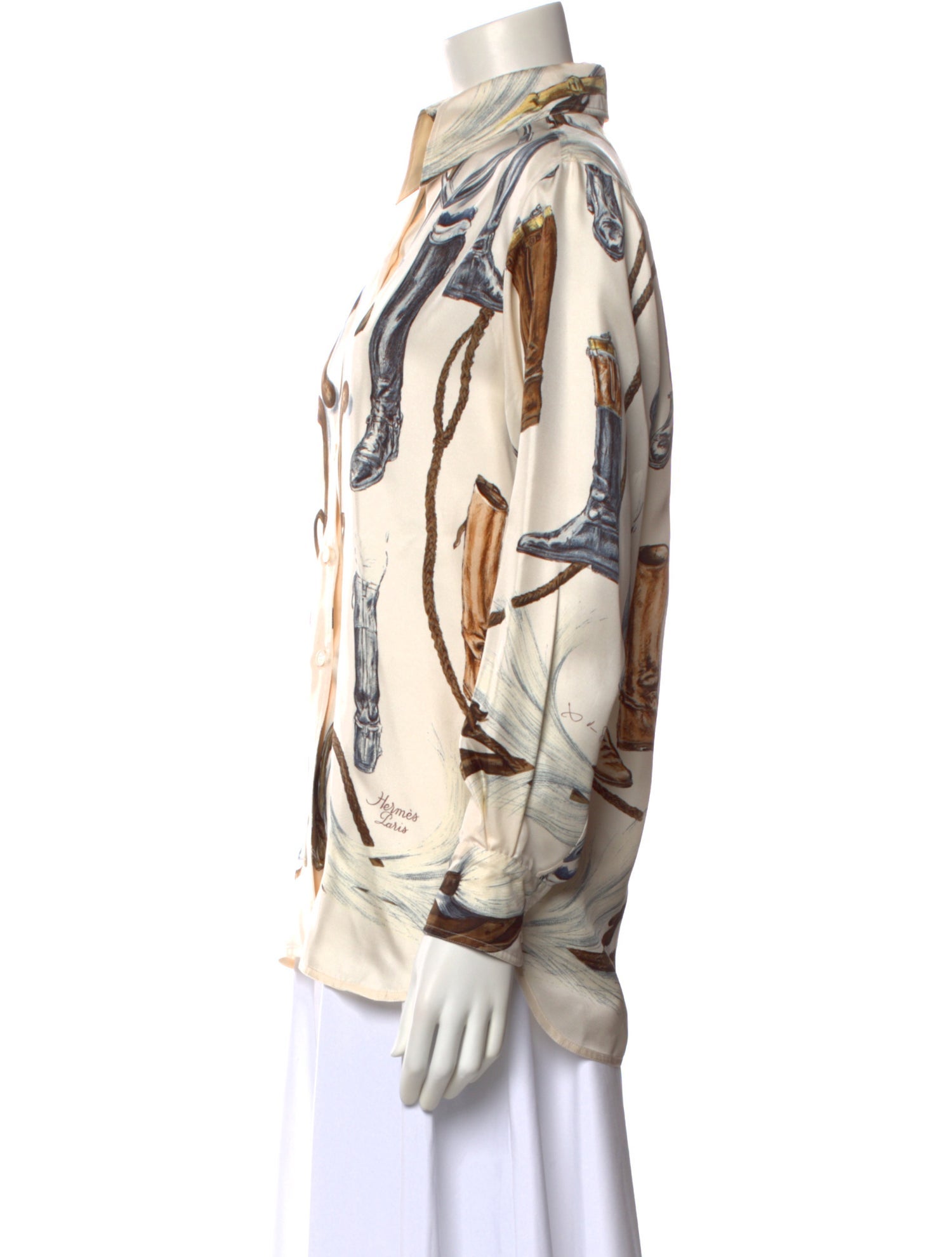 Hermès Silk Graphic Print Blouse