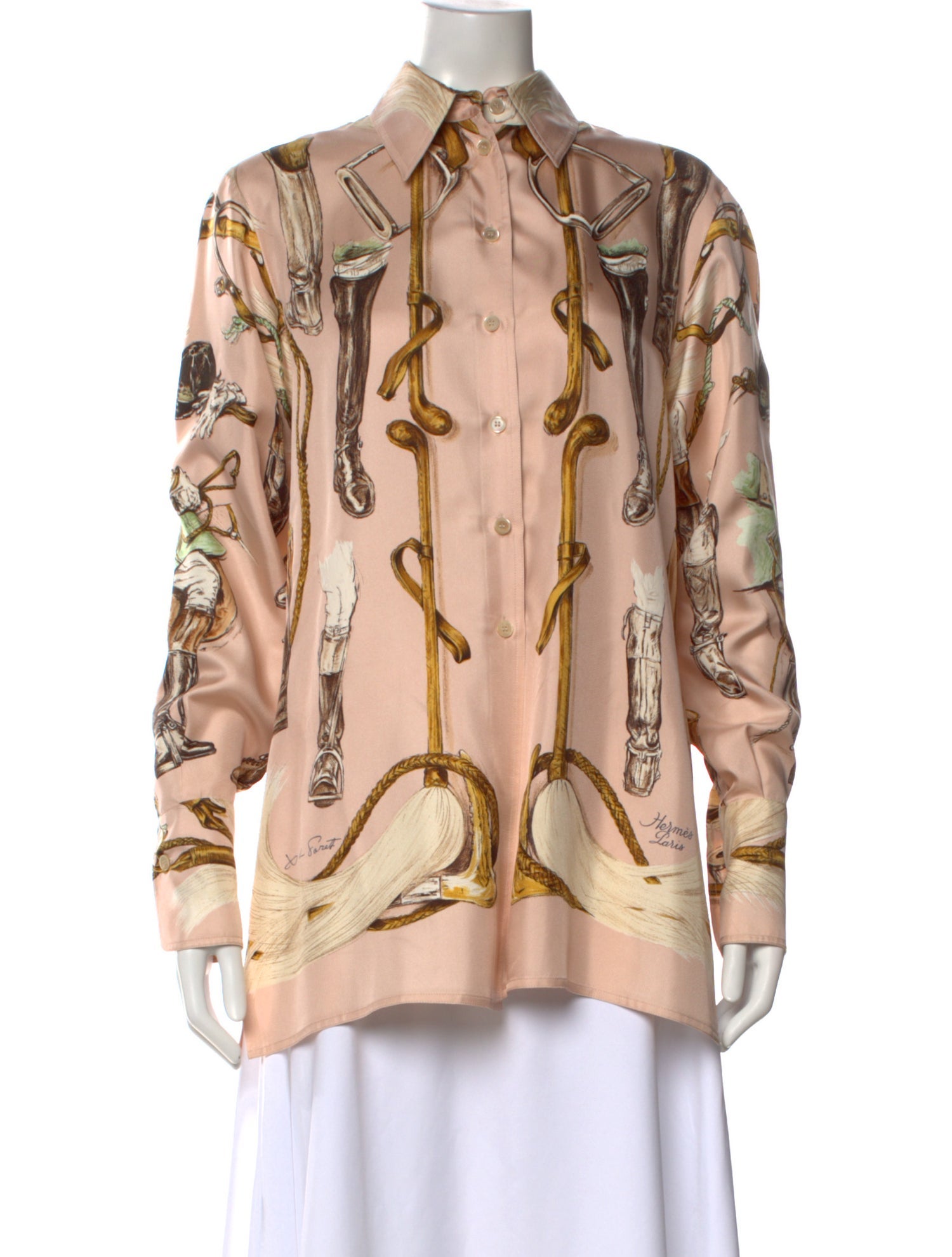 Hermès Silk Graphic Print Blouse