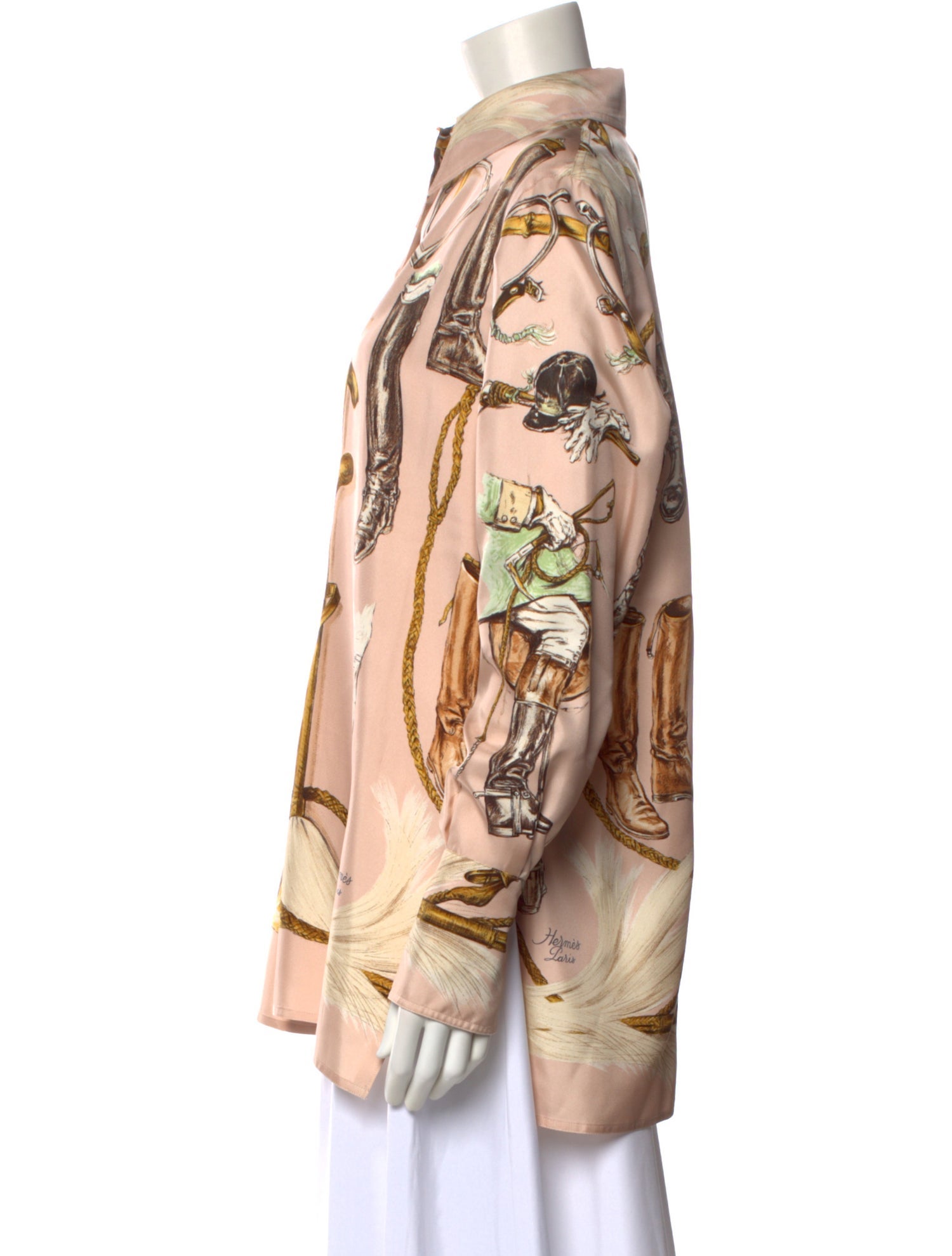 Hermès Silk Graphic Print Blouse