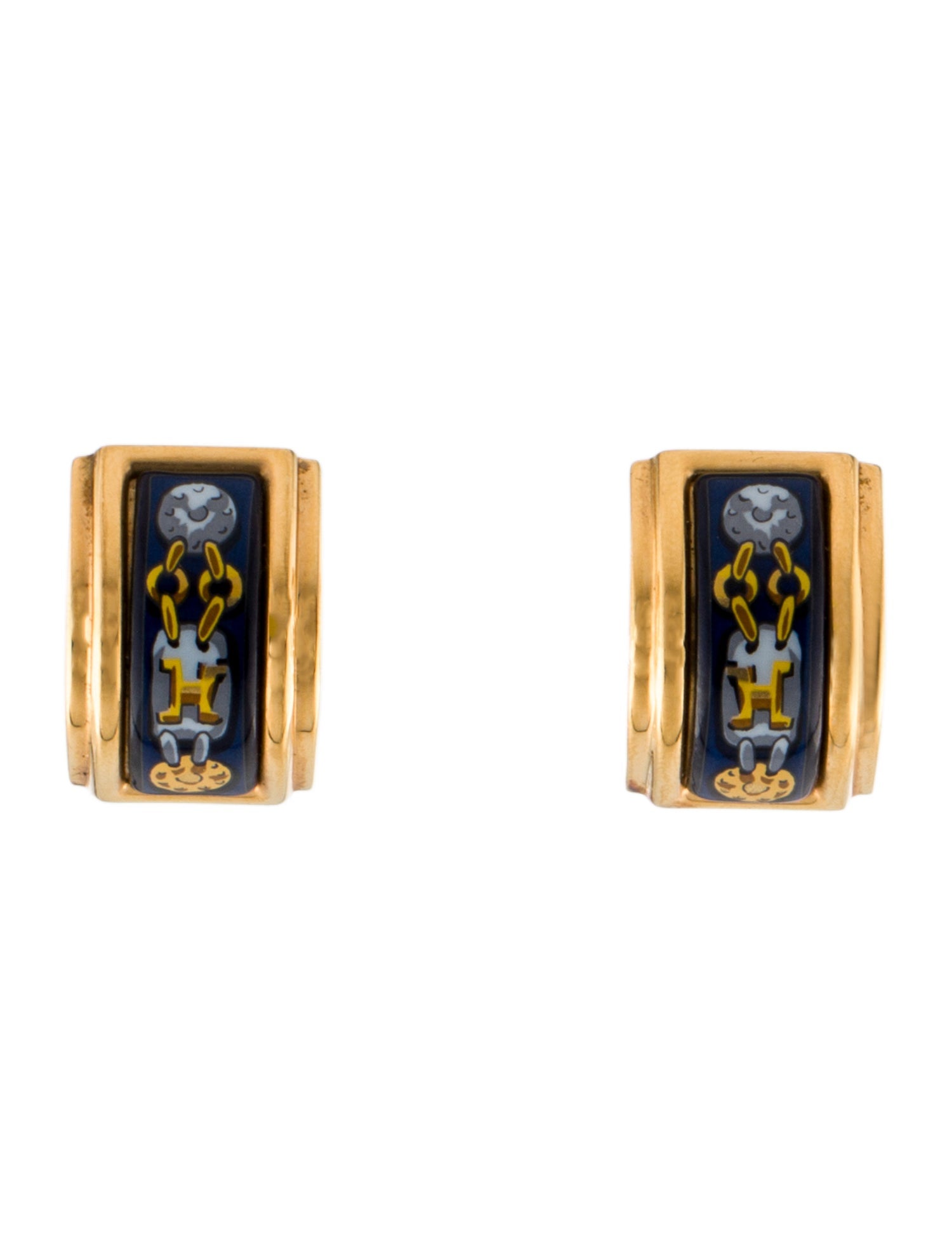 Hermès Vintage Enamel Clip-On Earrings