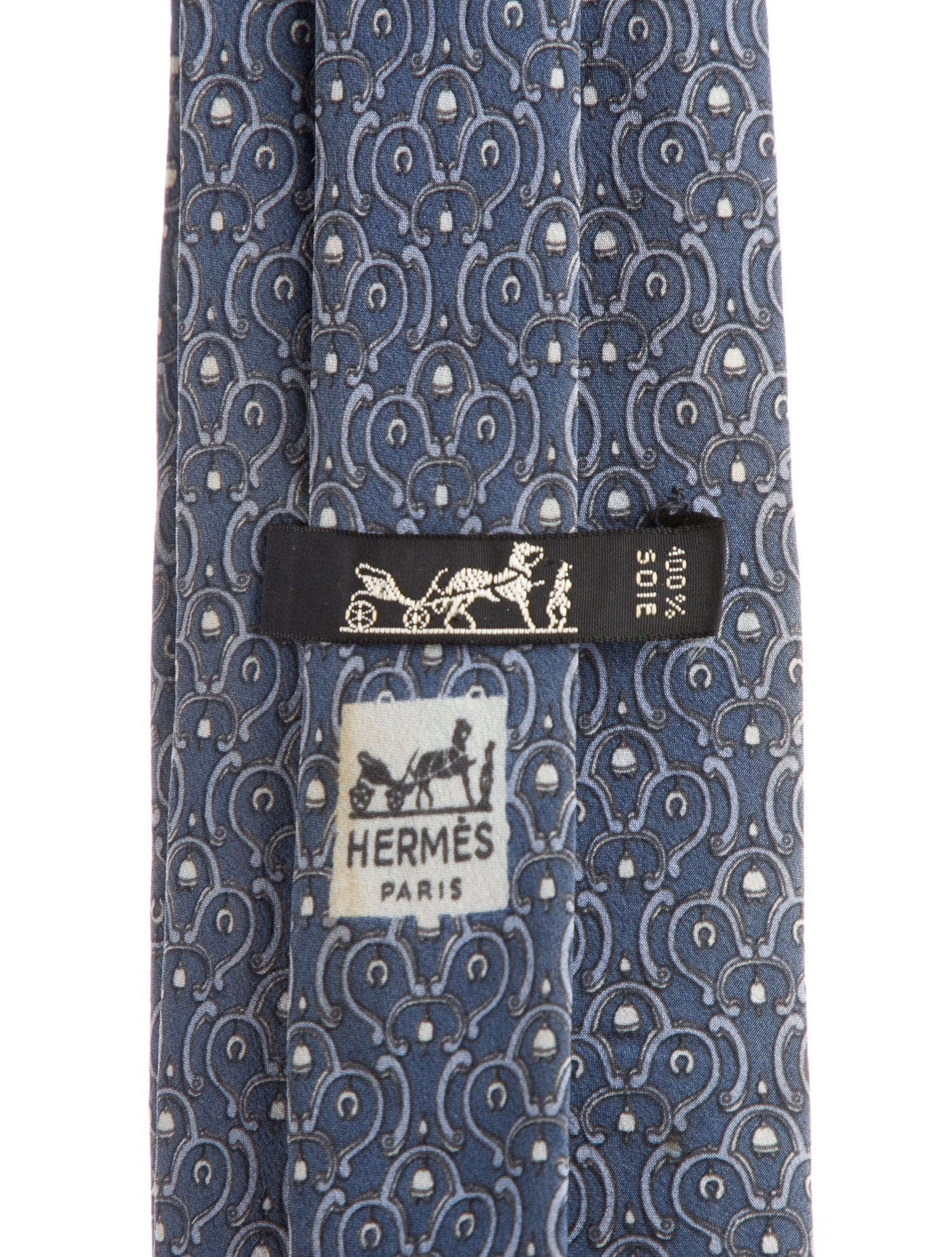 Hermès Men's Blue Hermès Silk Pattern Necktie
