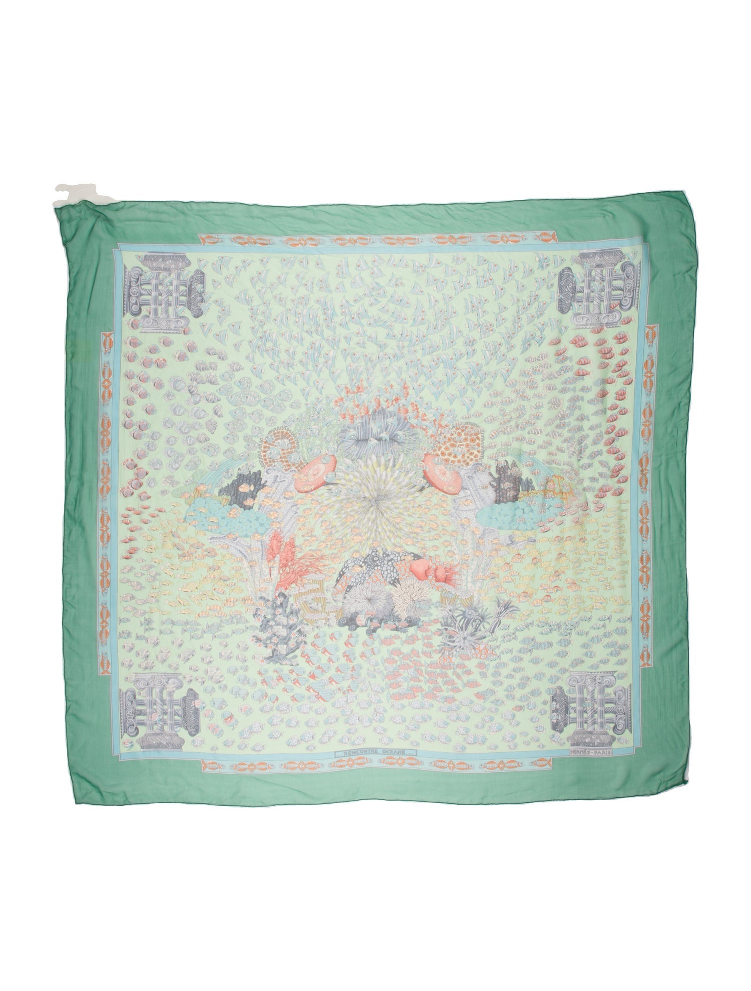 Hermès Rencontre Oceane Mousseline Silk Shawl