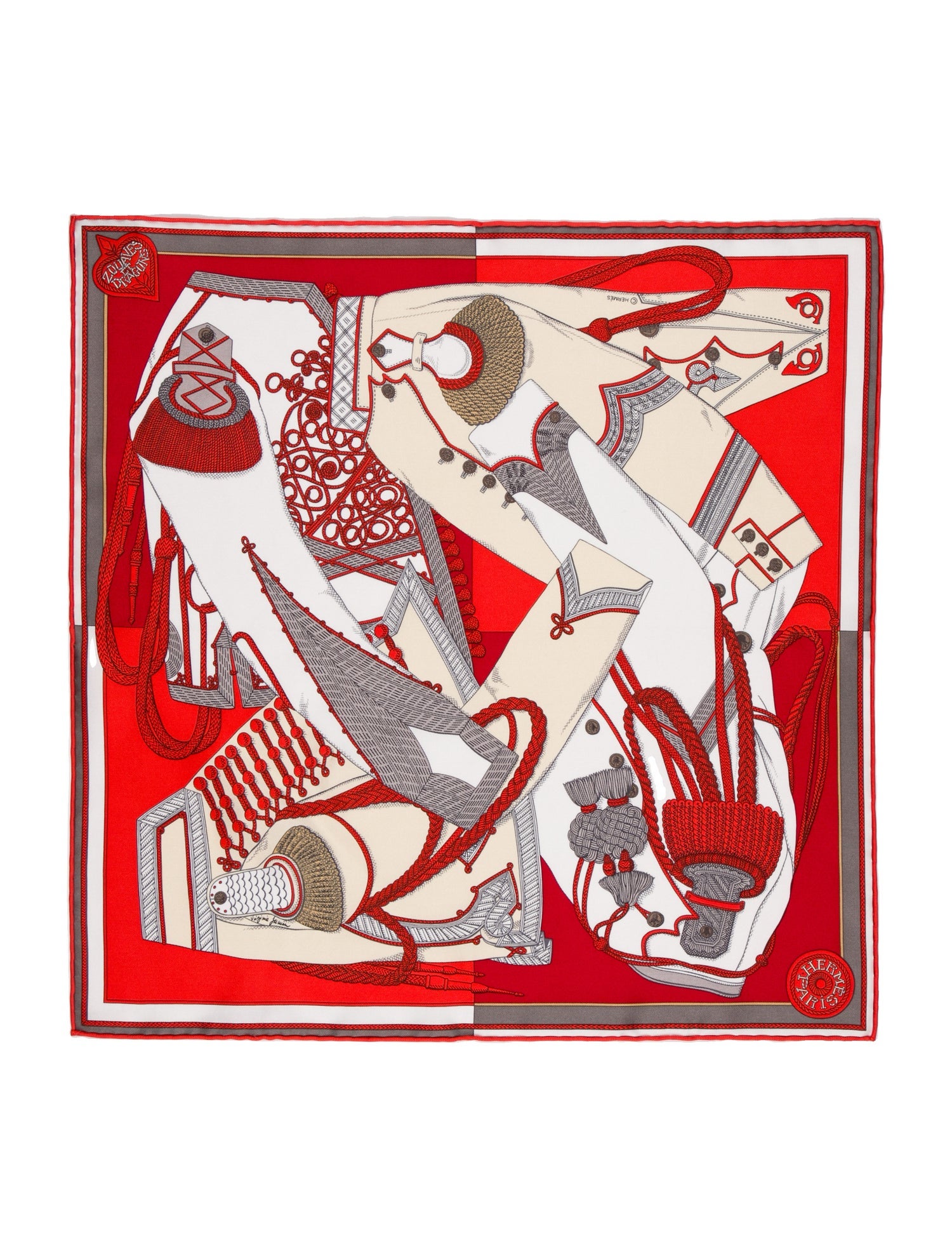 Hermès Zouaves et Dragons Silk Scarf