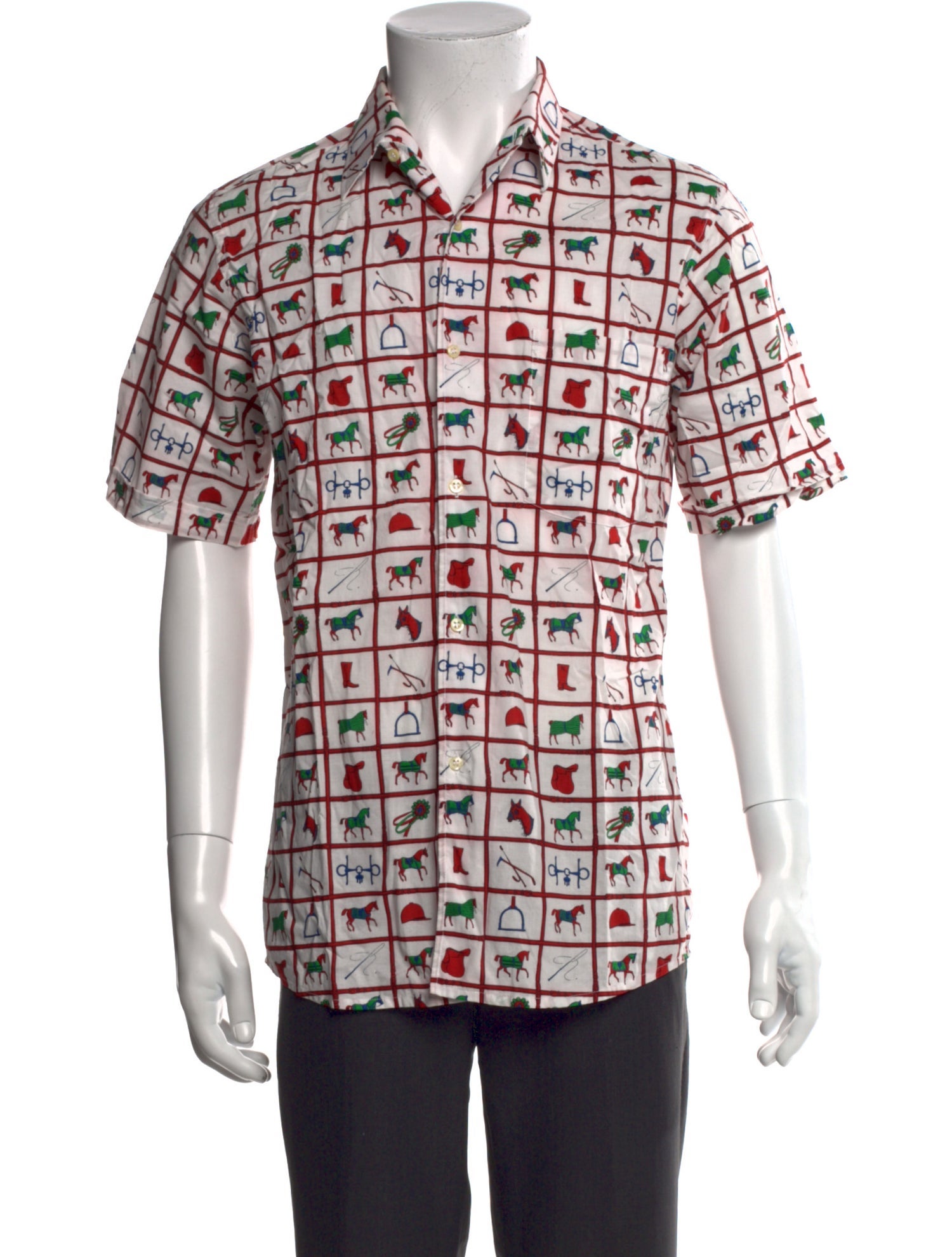 Hermès Plaid Print Short Sleeve Shirt