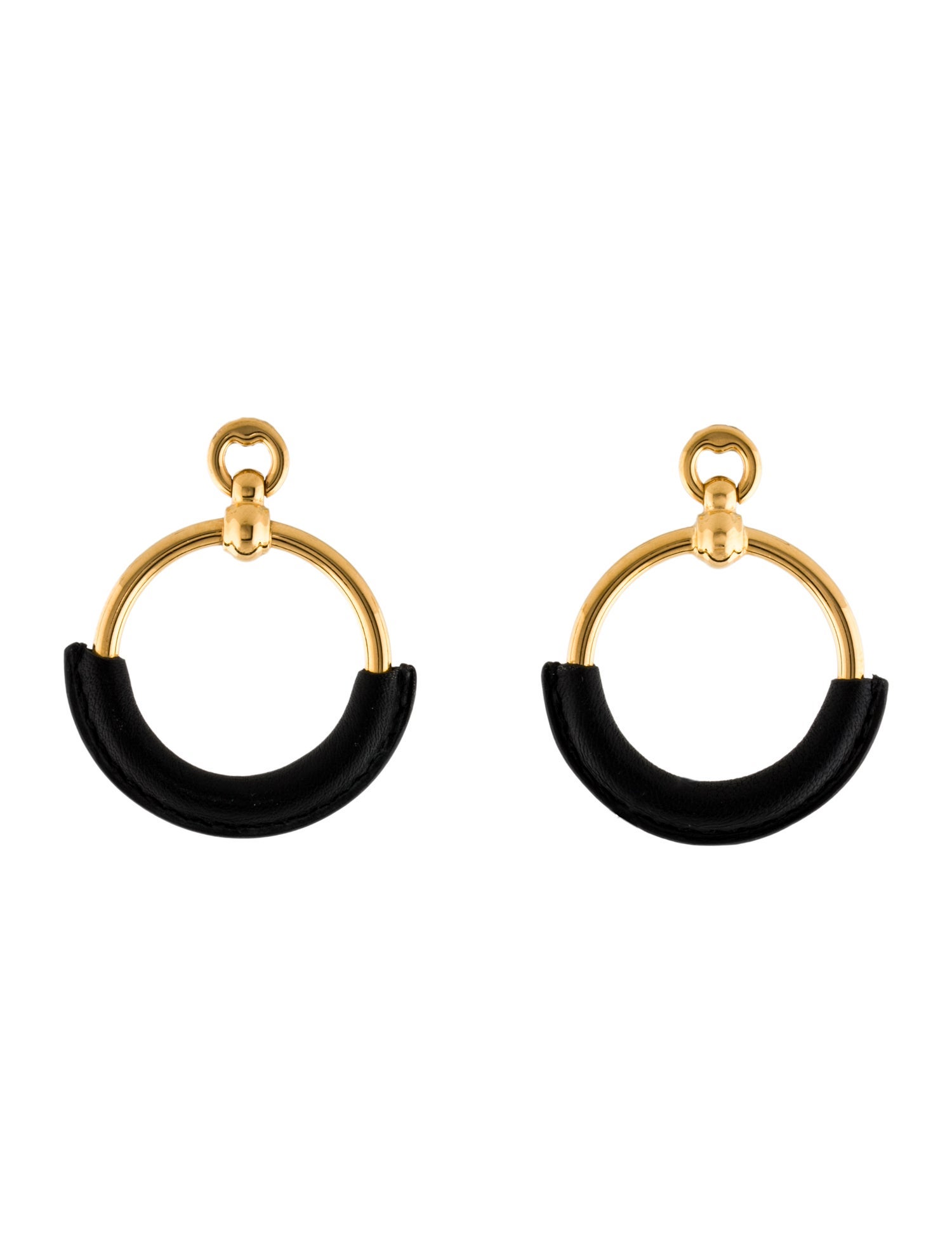 Hermès Leather Barenia Drop Earrings