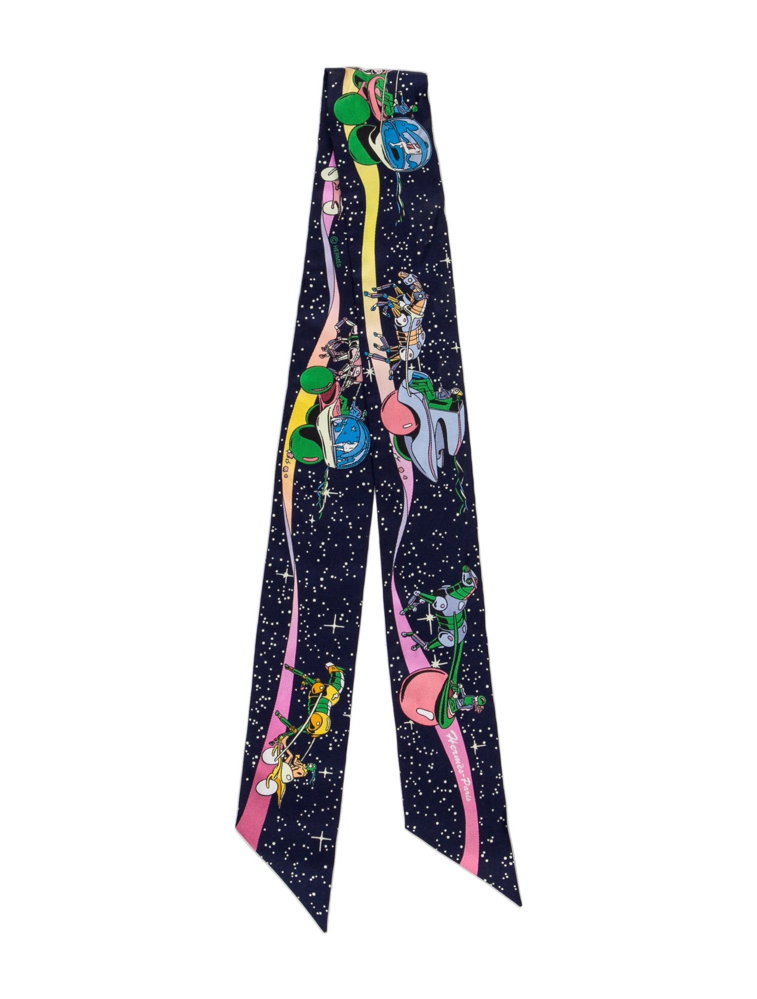 Hermès Space Derby Silk Twilly Scarf