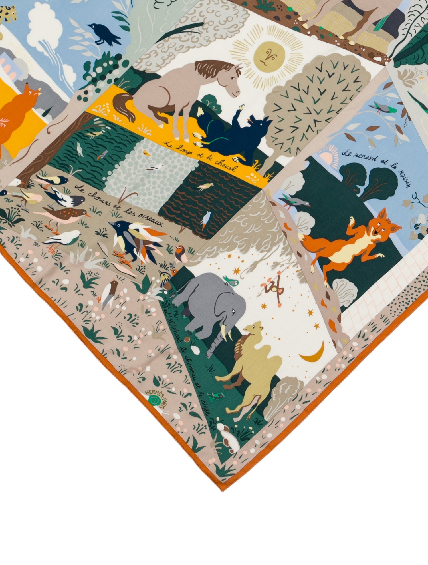 Hermès Le Livre d'Esope Silk Shawl w/ Tags