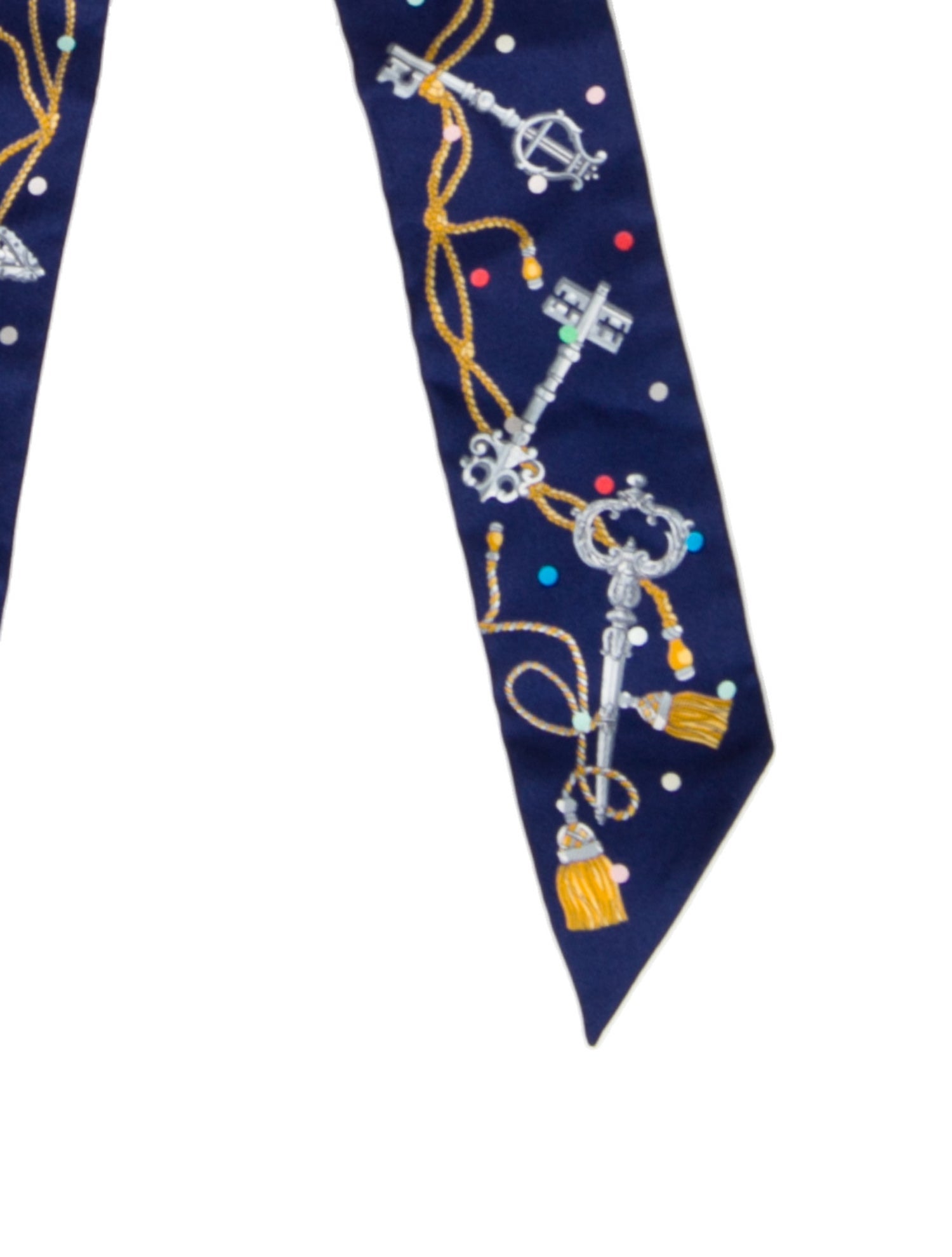 Hermès Les Cles A Pois Silk Twilly Scarf w/ Tags