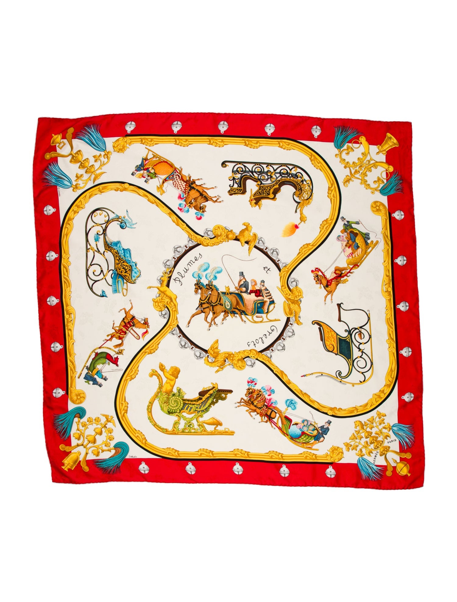Hermès Plumes Et Grelots Jacquard Silk Scarf