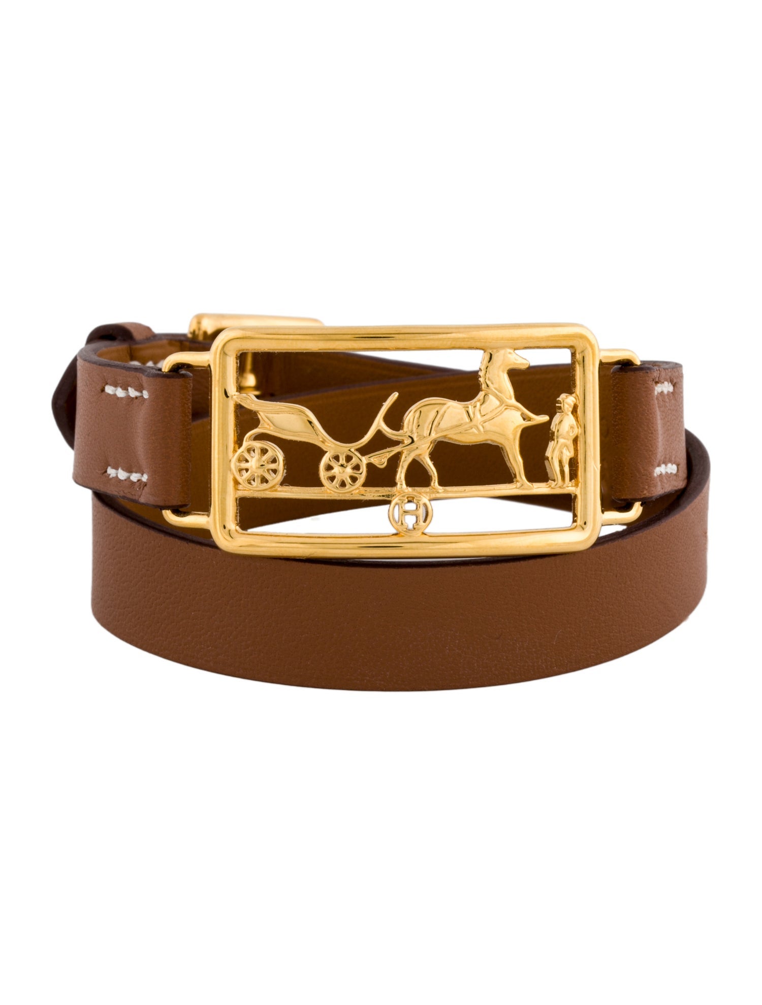 Hermès Leather Caleche Double Tour Wrap Bracelet