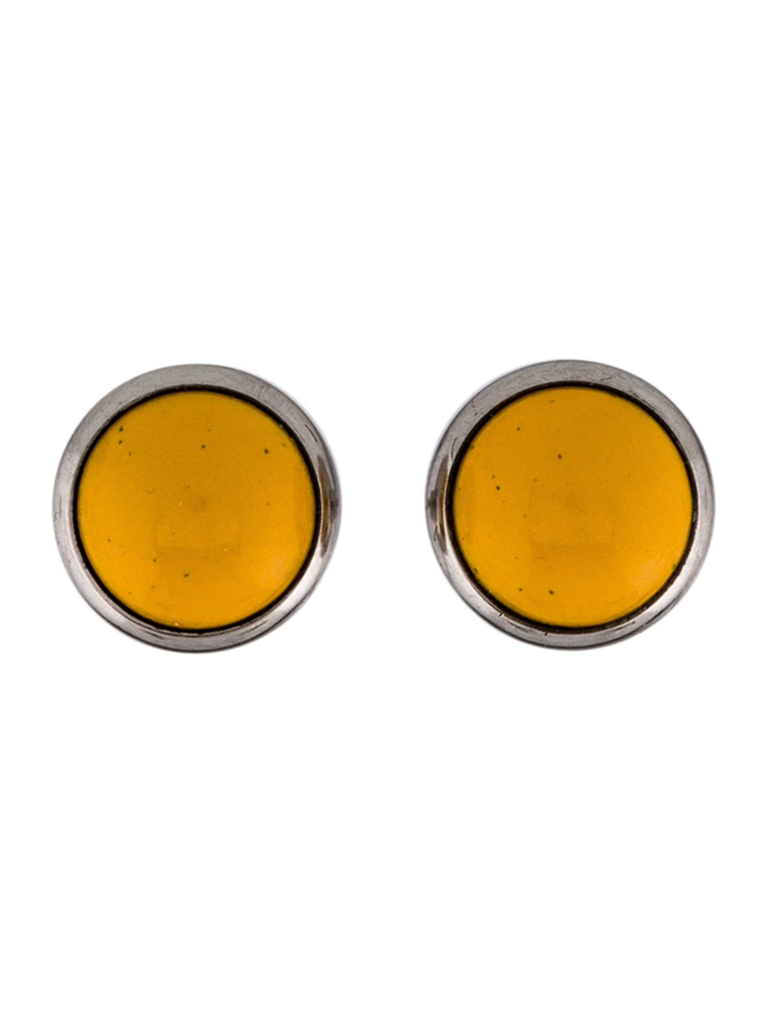 Hermès Enamel Round Button Stud Earrings